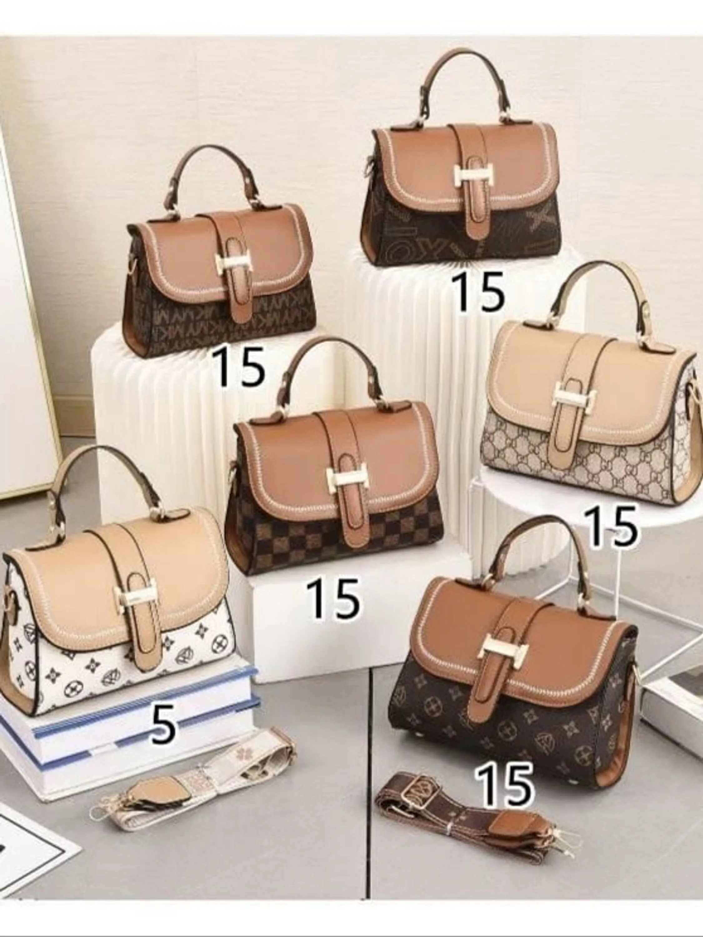 Bolsa Feminina Média Elegante mão e transversal 8331-3#