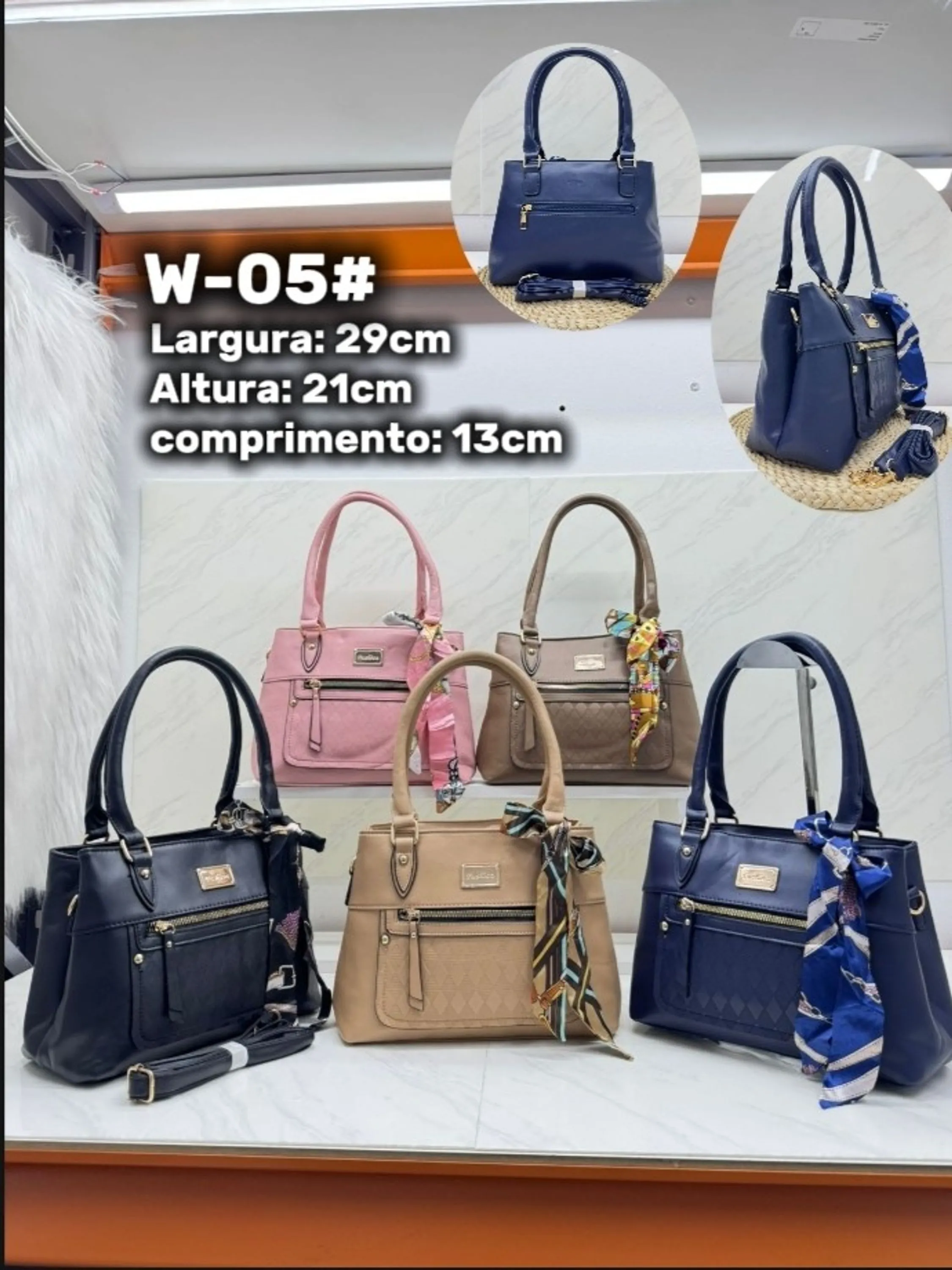 Bolsa feminina de couro media 2 divisoes e laço W-005#