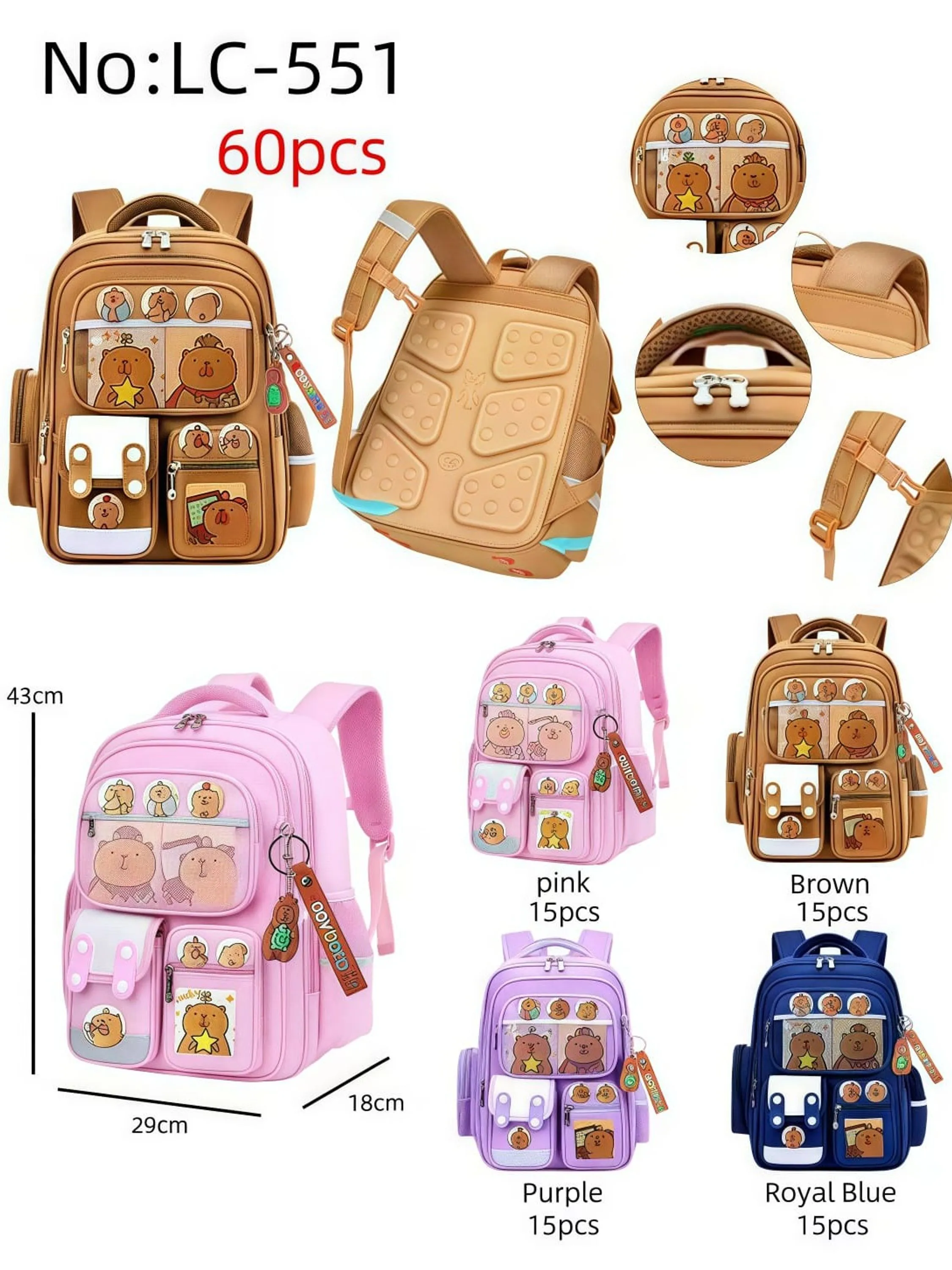 Mochila escolar com chaveiro,LC-551