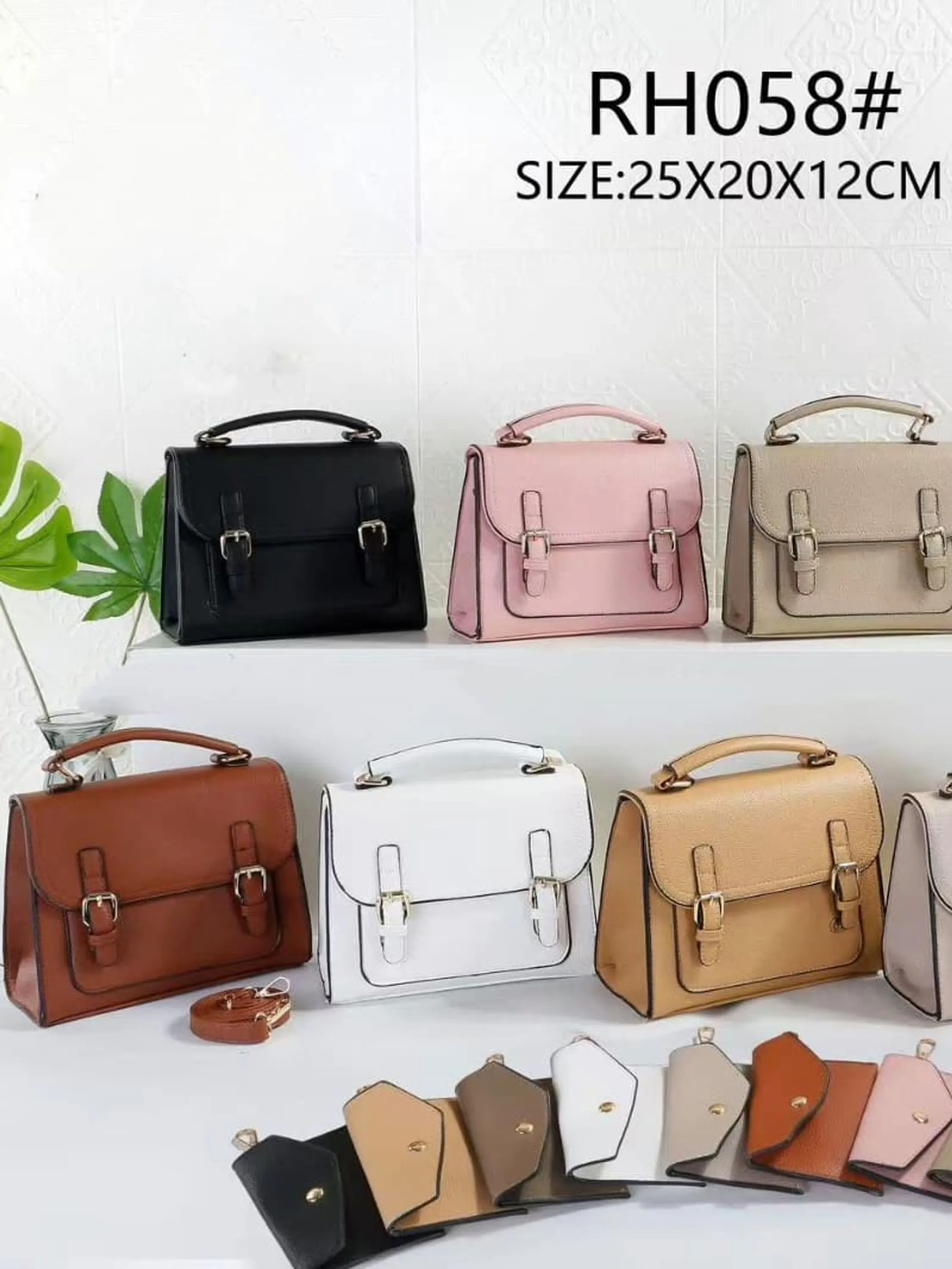 Bolsa feminina média transversal com chaveiro 058#