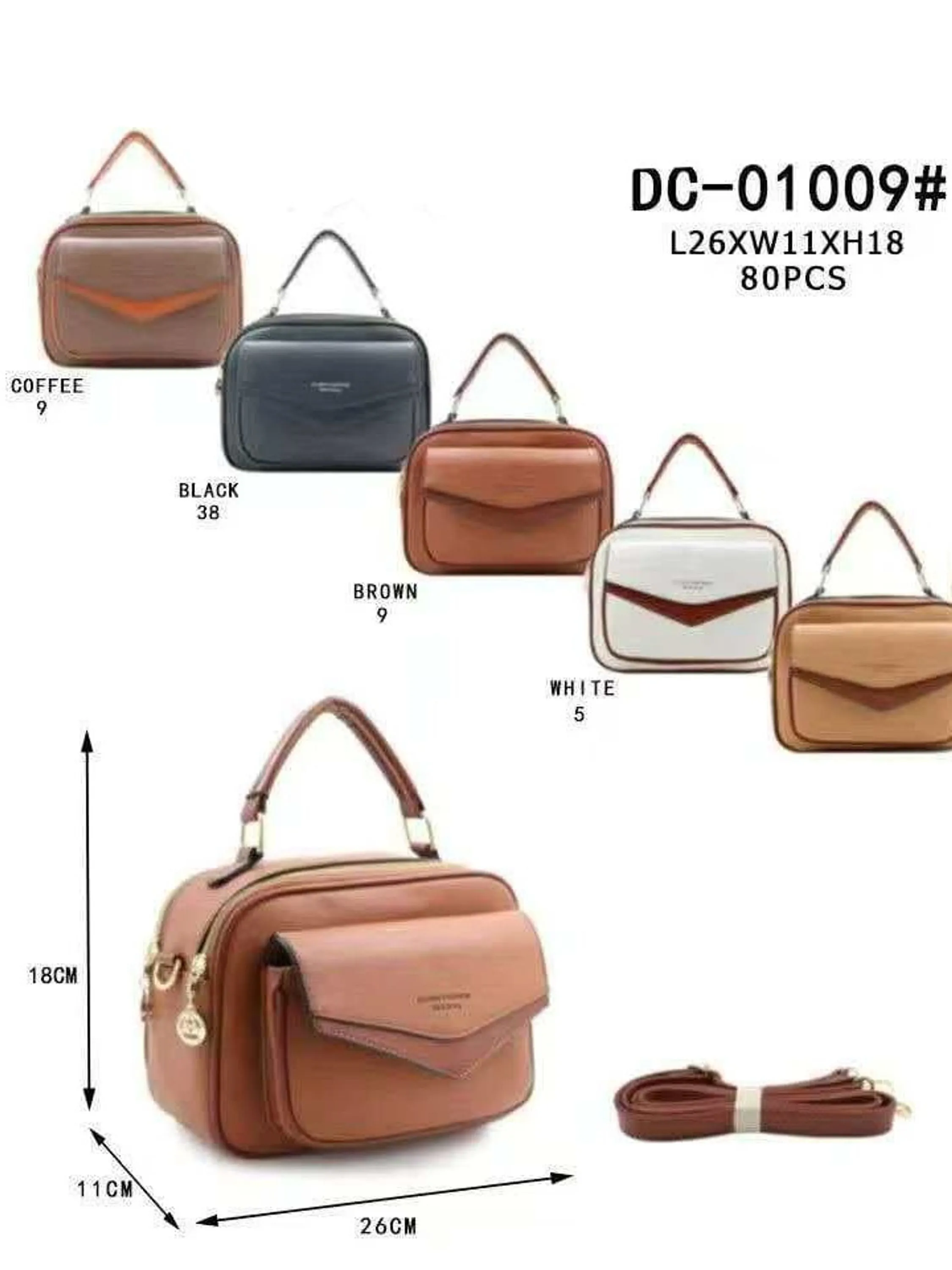 Bolsa Feminina Média Elegante transversal 4 bolsos 01009#