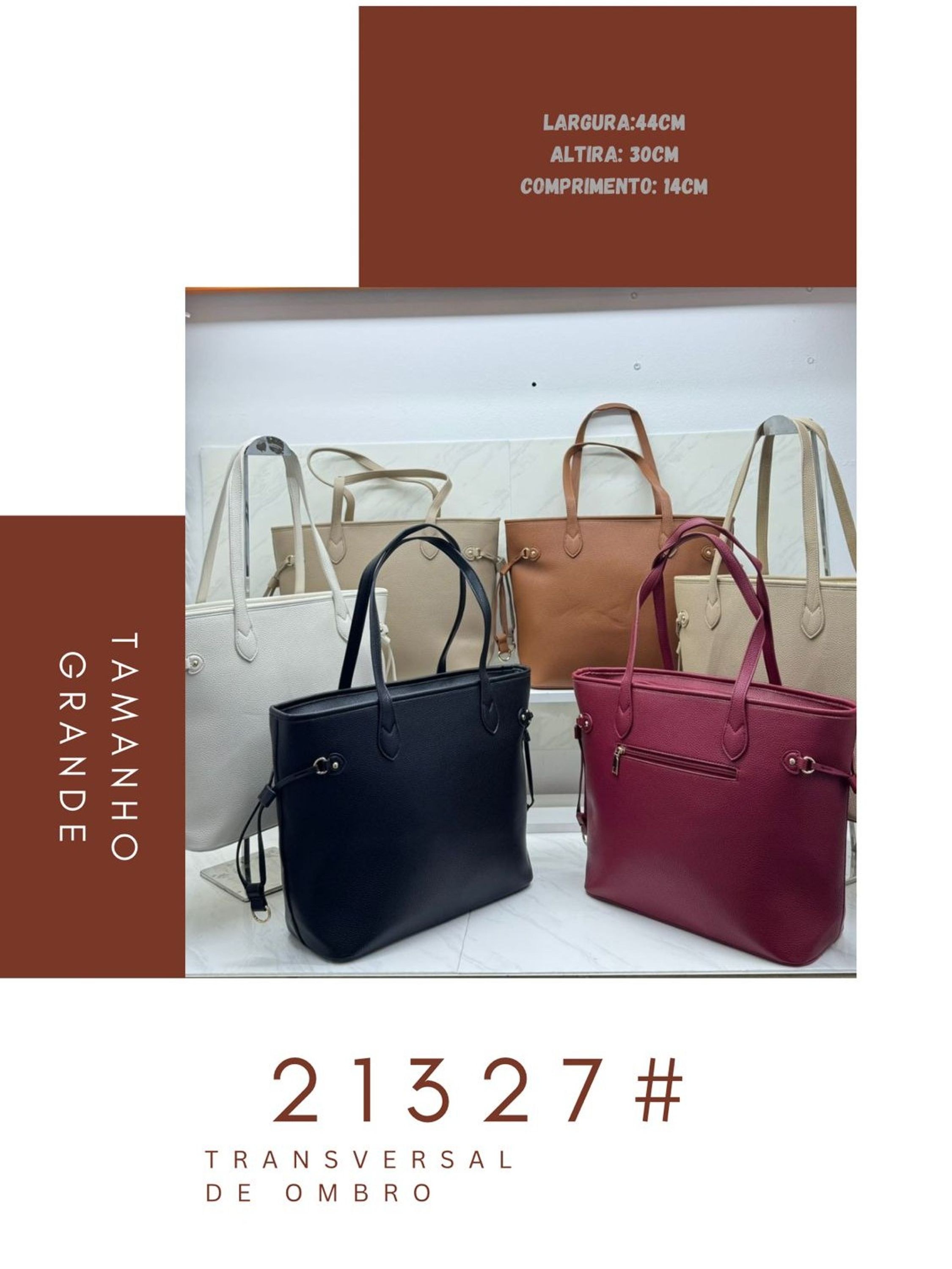Bolsa feminina grande de ombro e transversal 21327#