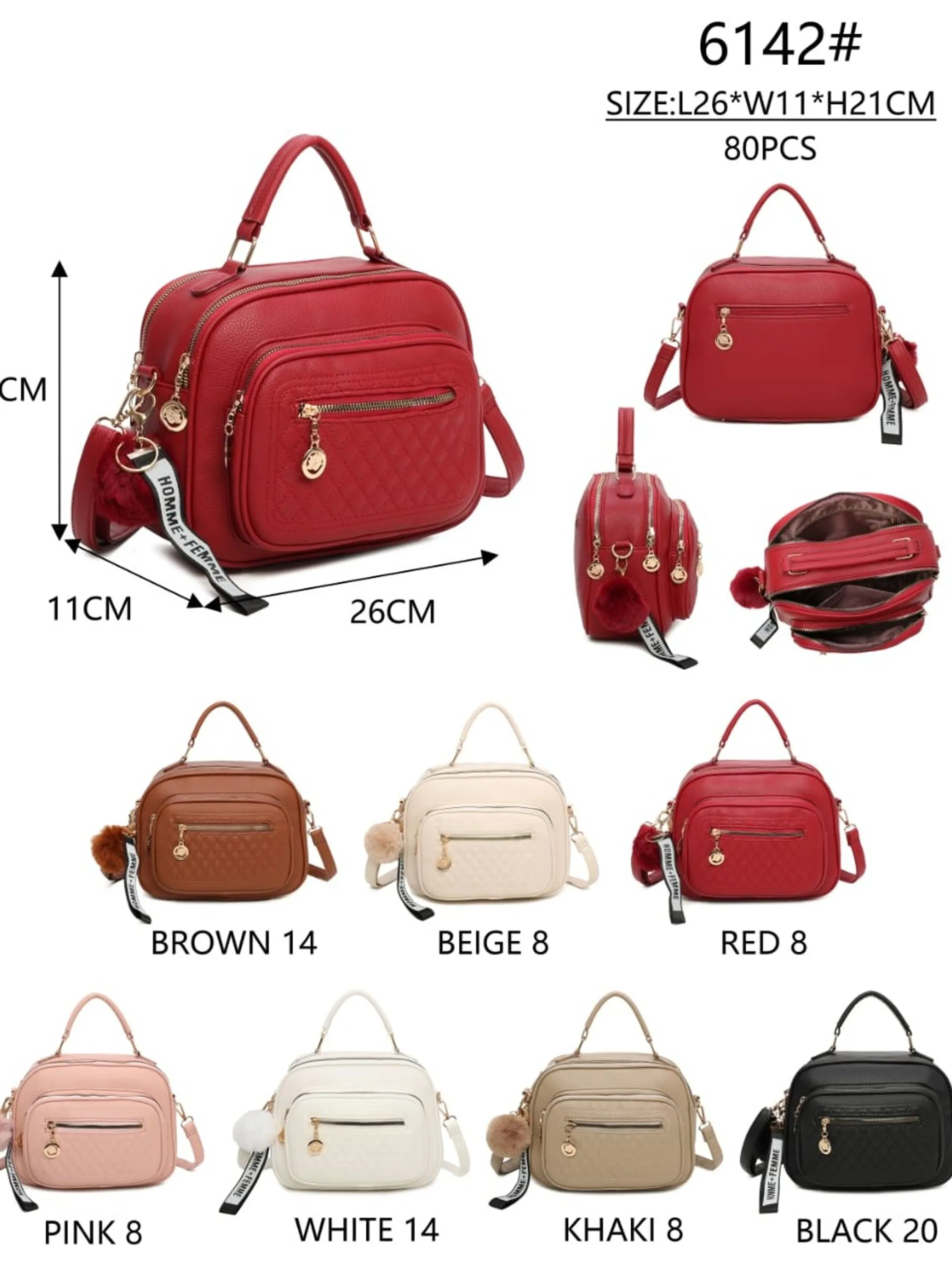 Bolsa feminina transversal media espaçosa 6142#