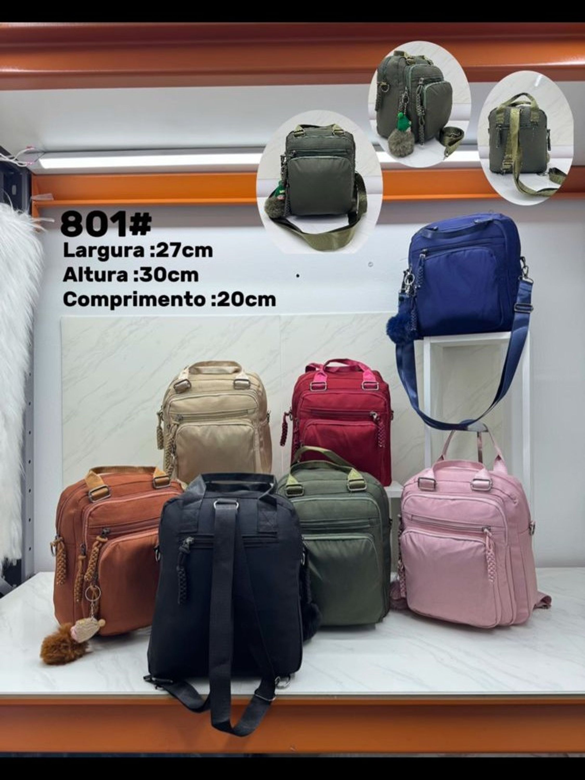 Bolsa de mao e transversal vira mochila 801#