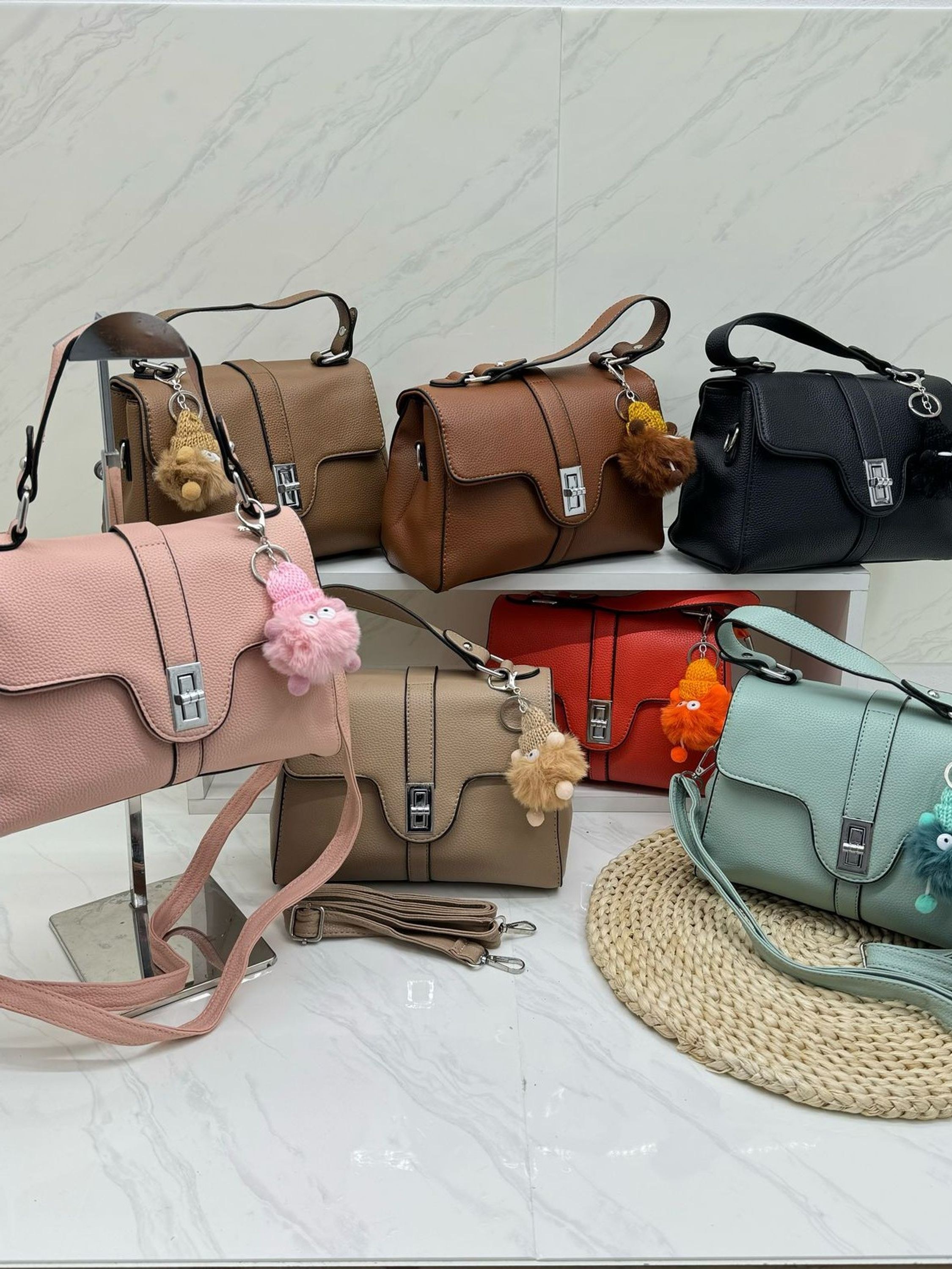 Bolsa transversal de ombro feminina fecho giratorio 4094#