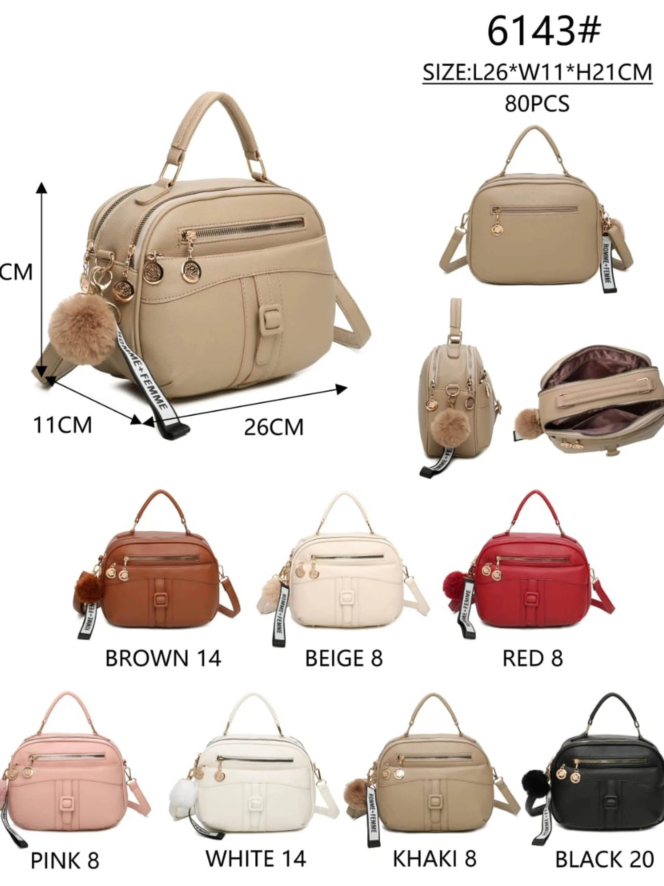 Bolsa feminina Bau Transversal Mao e ombro 6143#