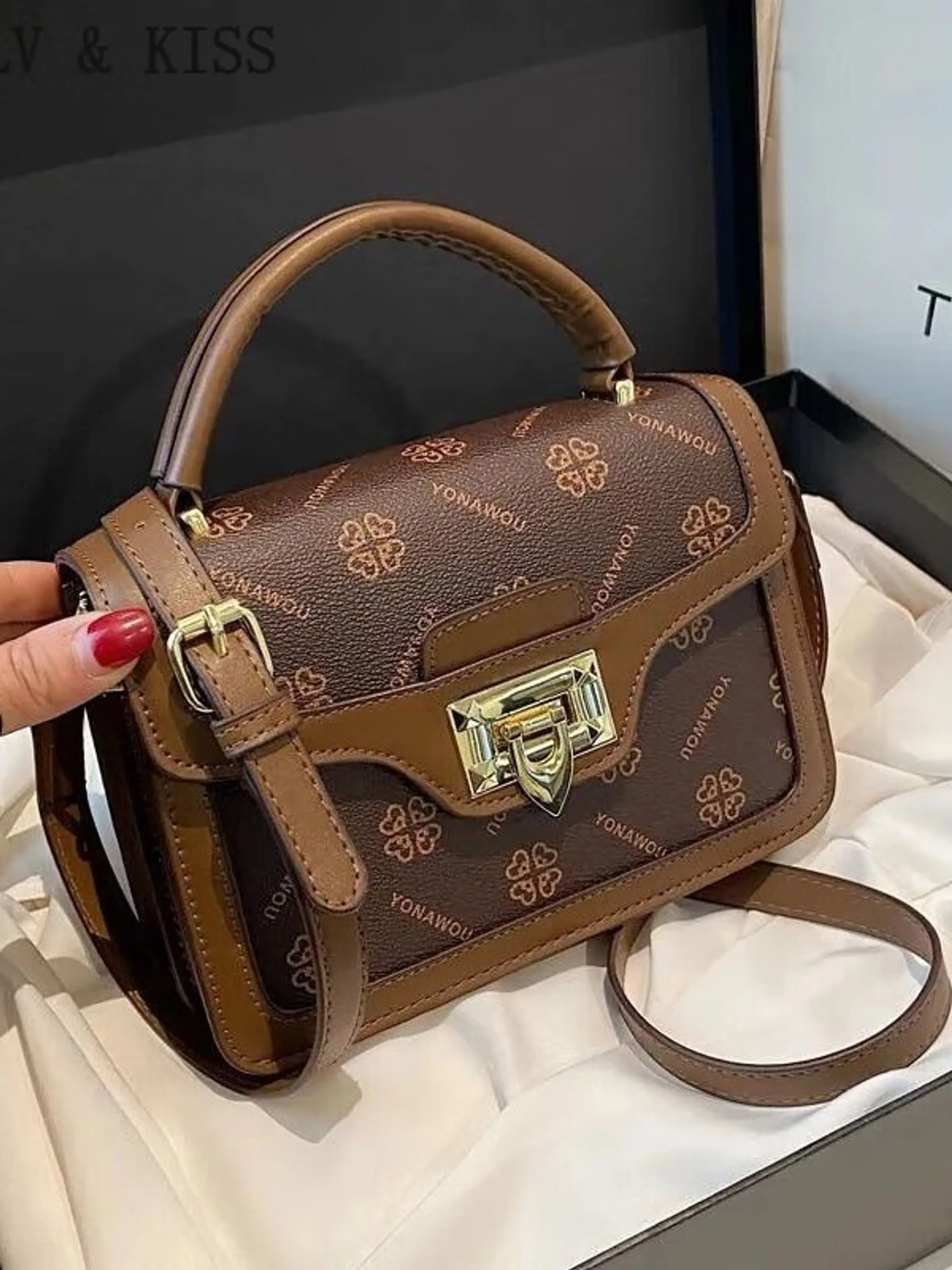 Bolsa feminina elegante mao e transversal 8328#