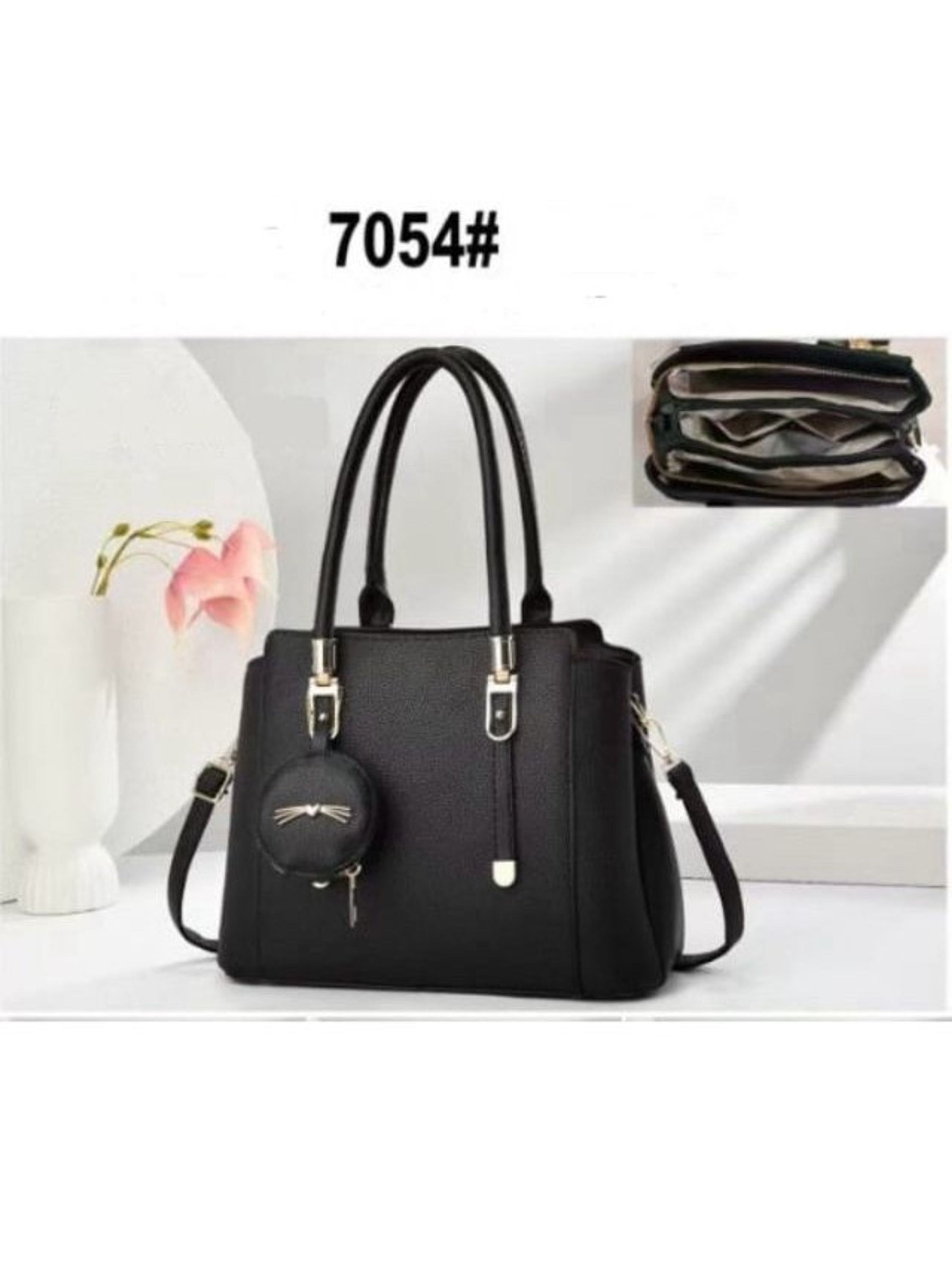 Bolsa feminina de couro ombro e transversal sacola 7054#