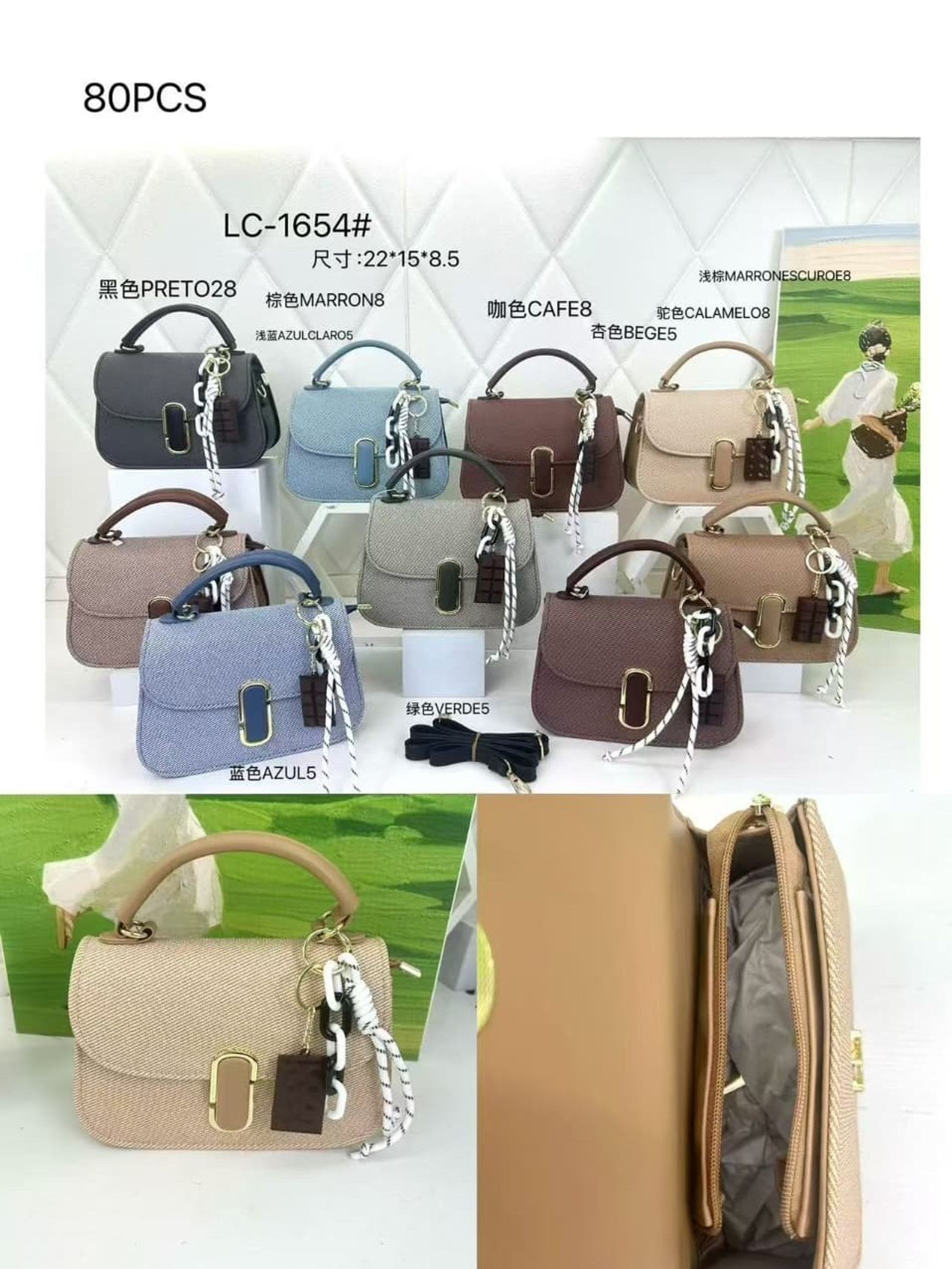 Bolsa Feminina de mão e transversal ombro com chaveiro 1654#