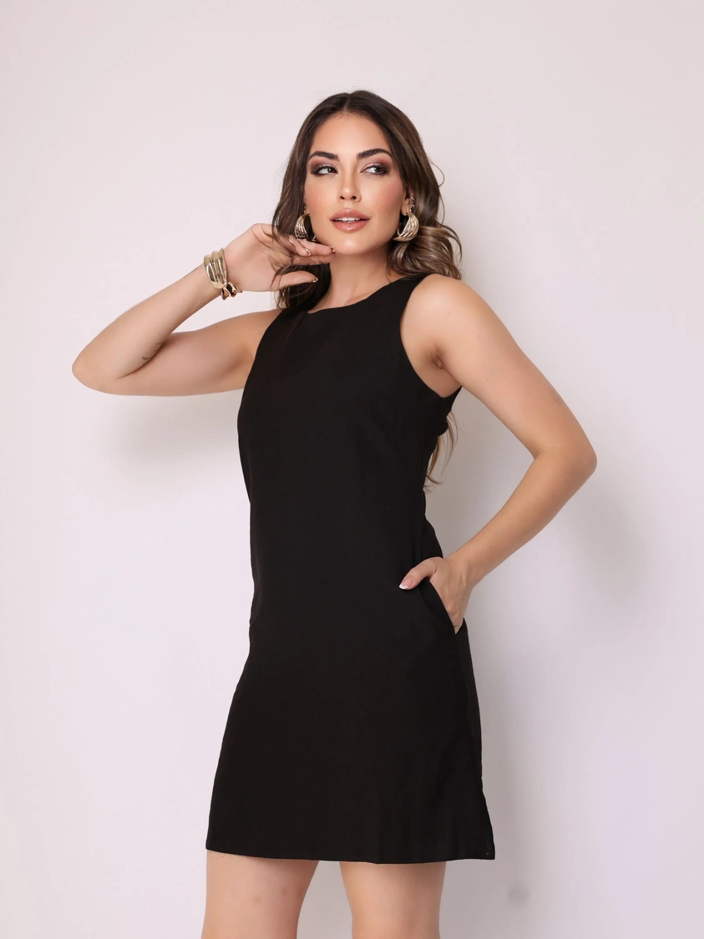 Vestido Midi Marrant Bolso Ziper Alta Costura Blogueira