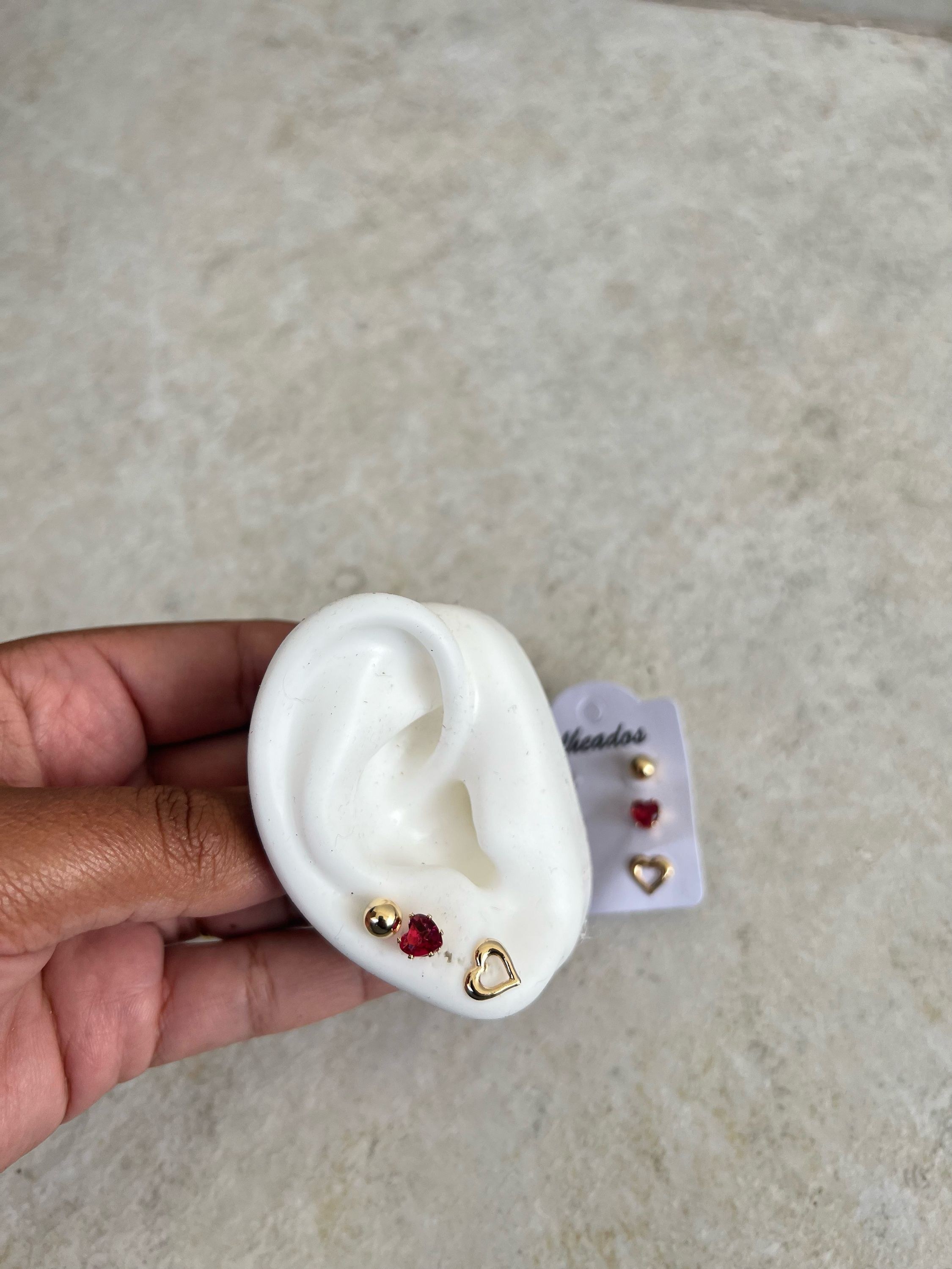 Trio de brincos folheados