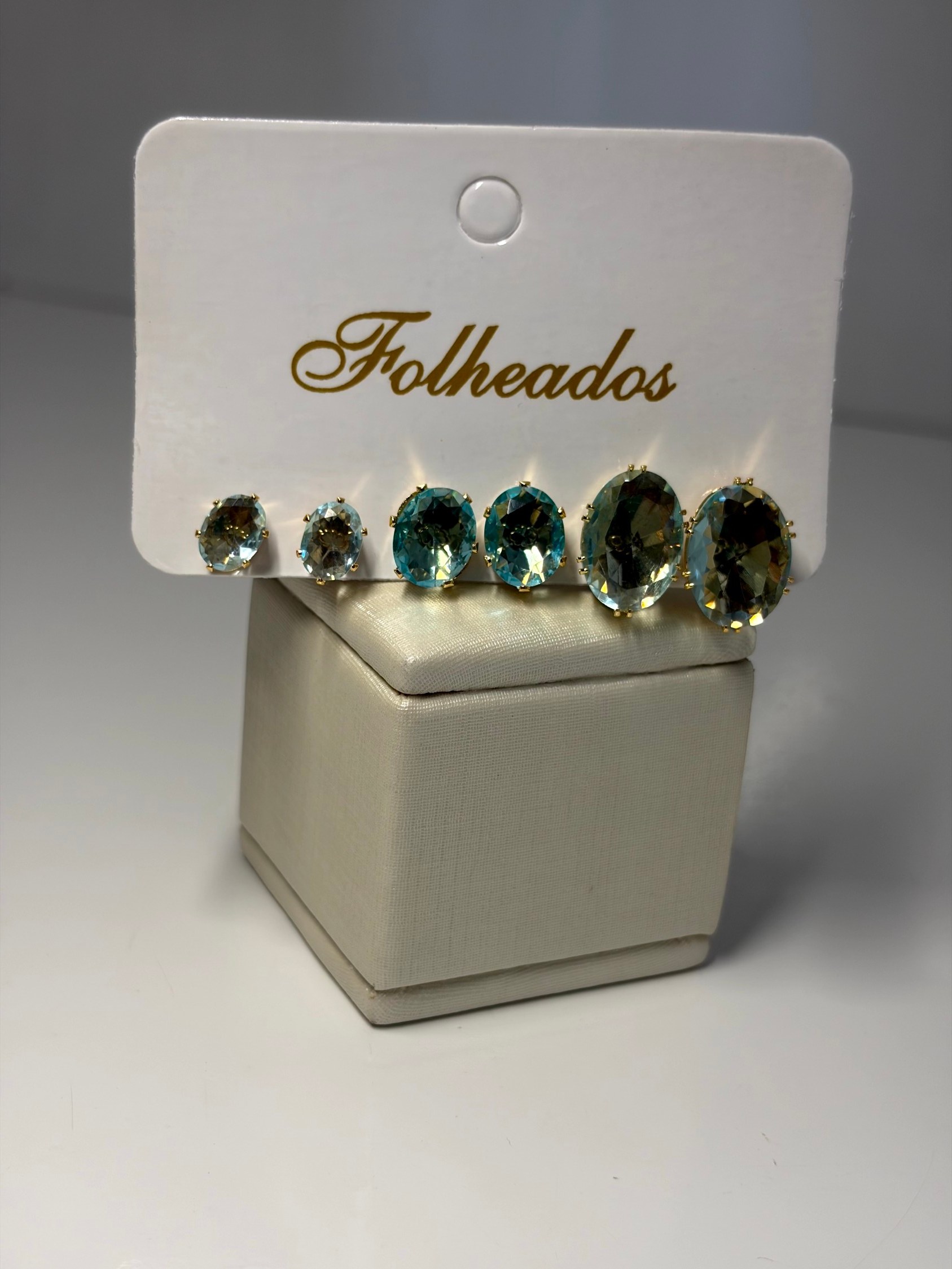 Trio de brincos oval / dourado