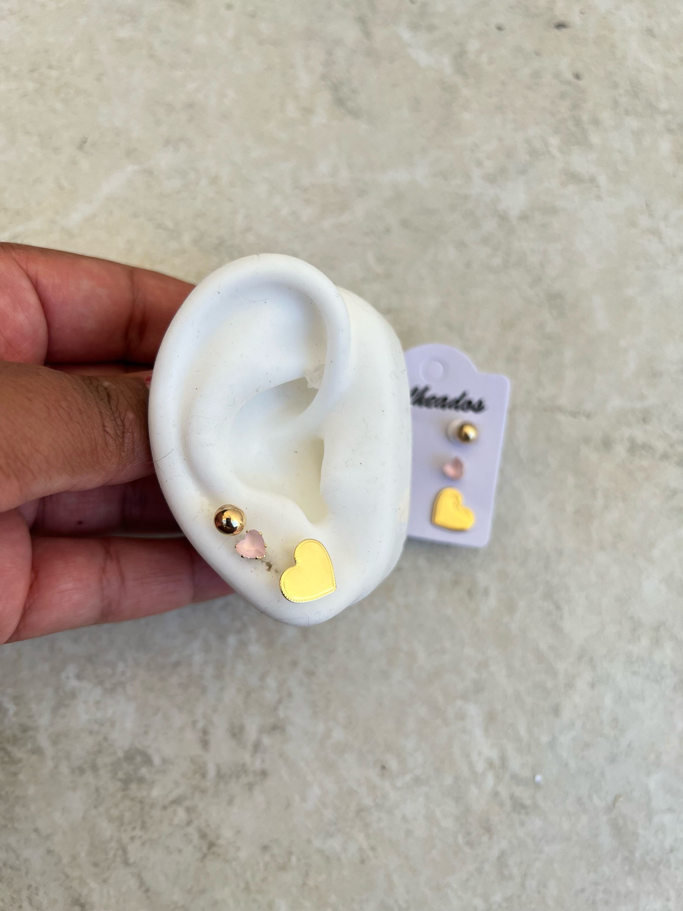 Trio de brincos folheados