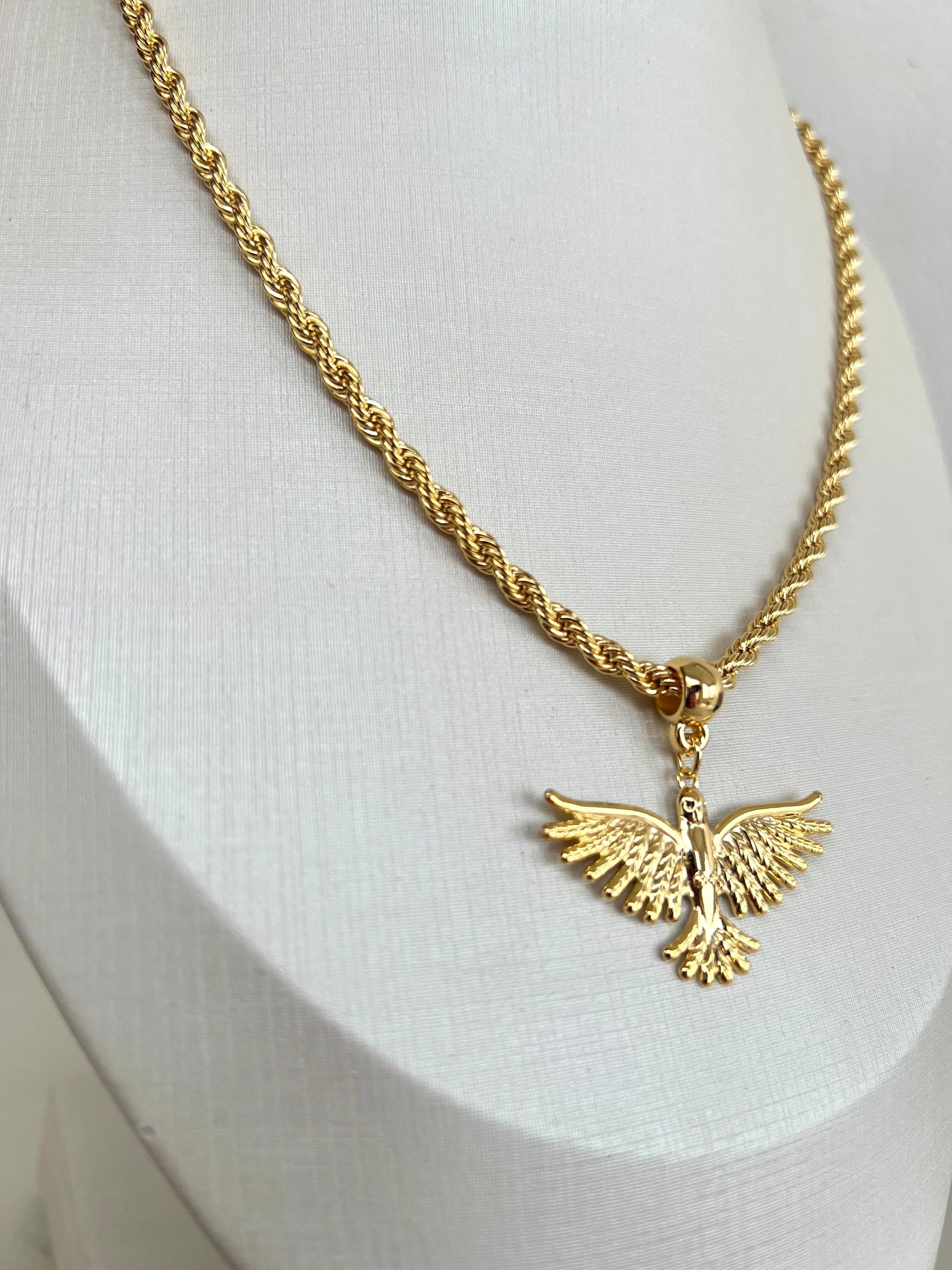 Colar cordão baiano com pingente espírito santo