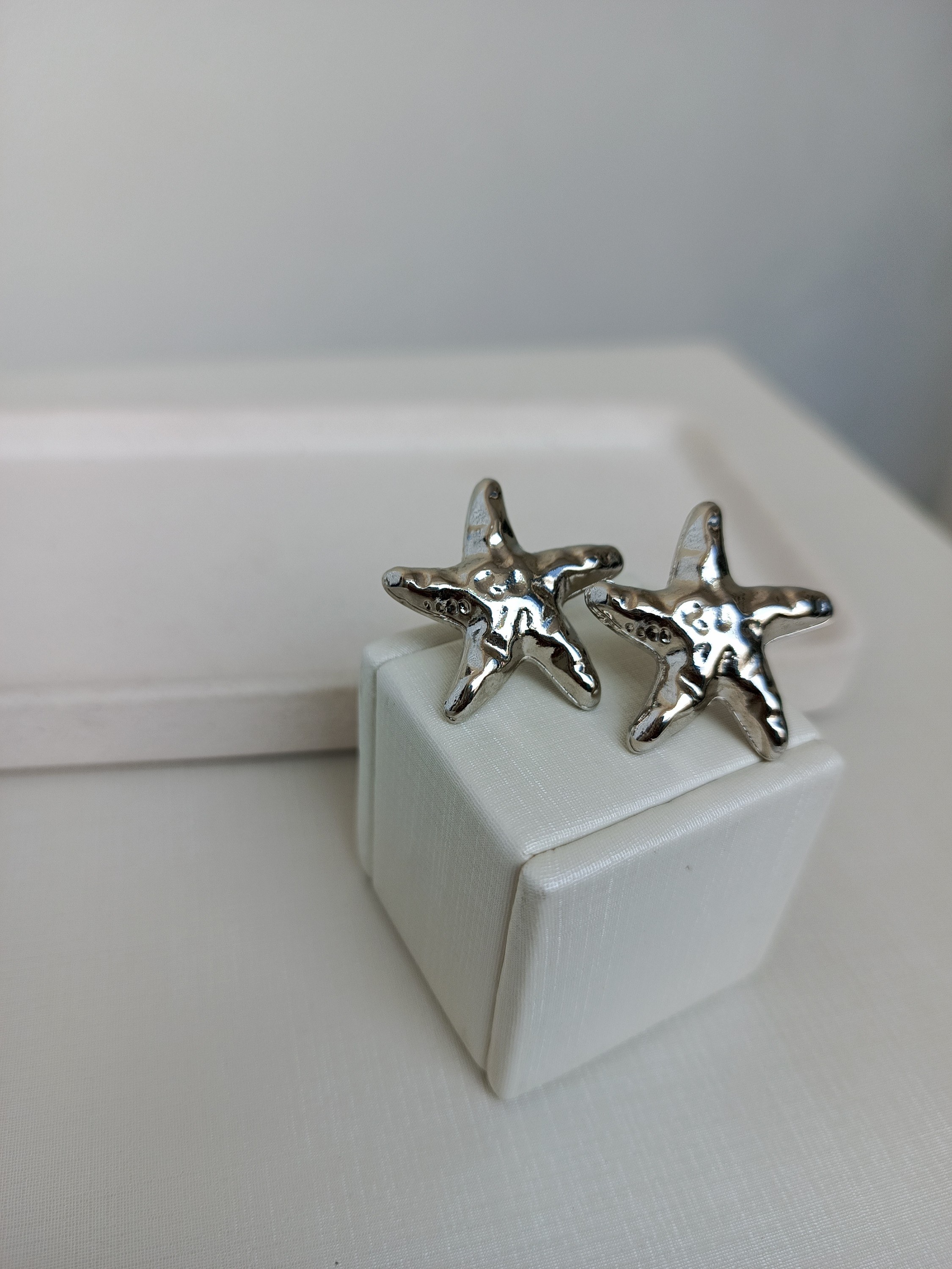 Brinco prata de estrela do mar