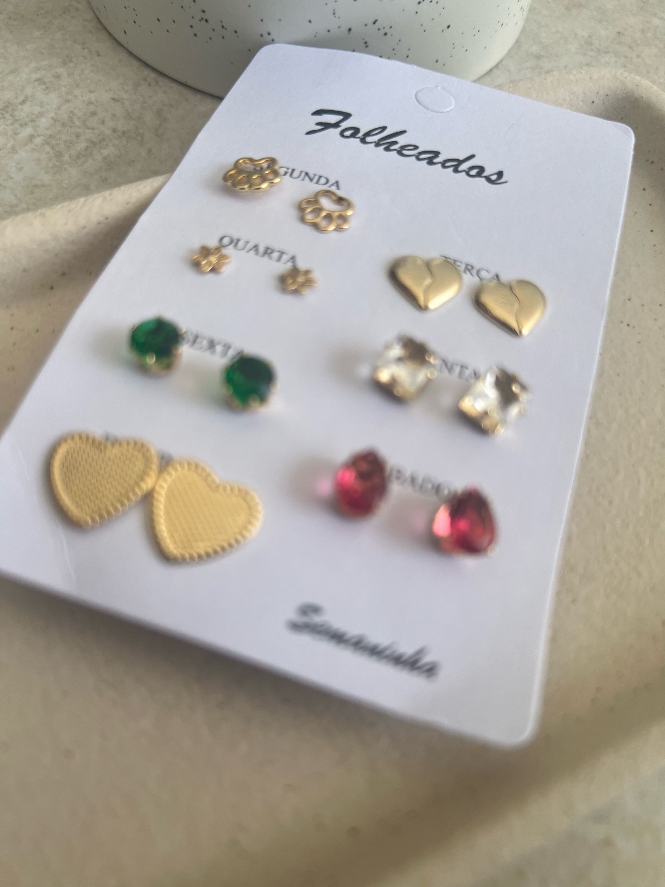 Cartela de brincos semaninha