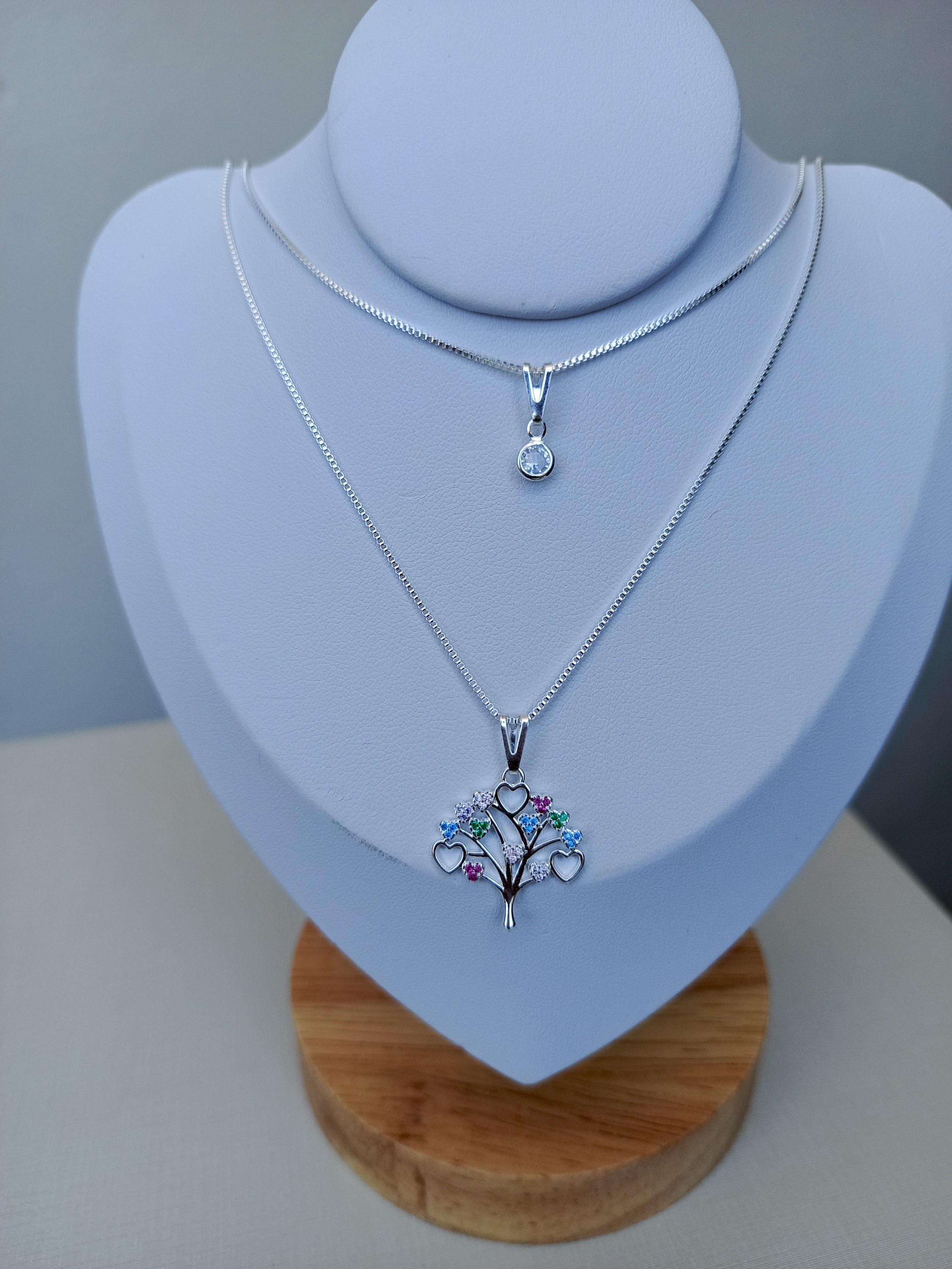 Colar duplo árvore da vida com zircônia