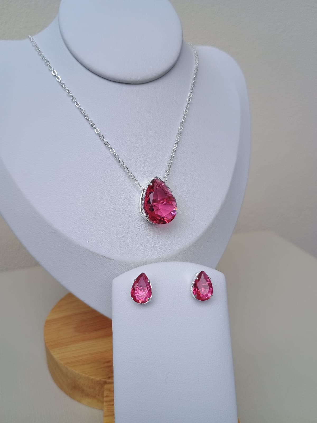 Conjunto prata gota Rosa/Pink
