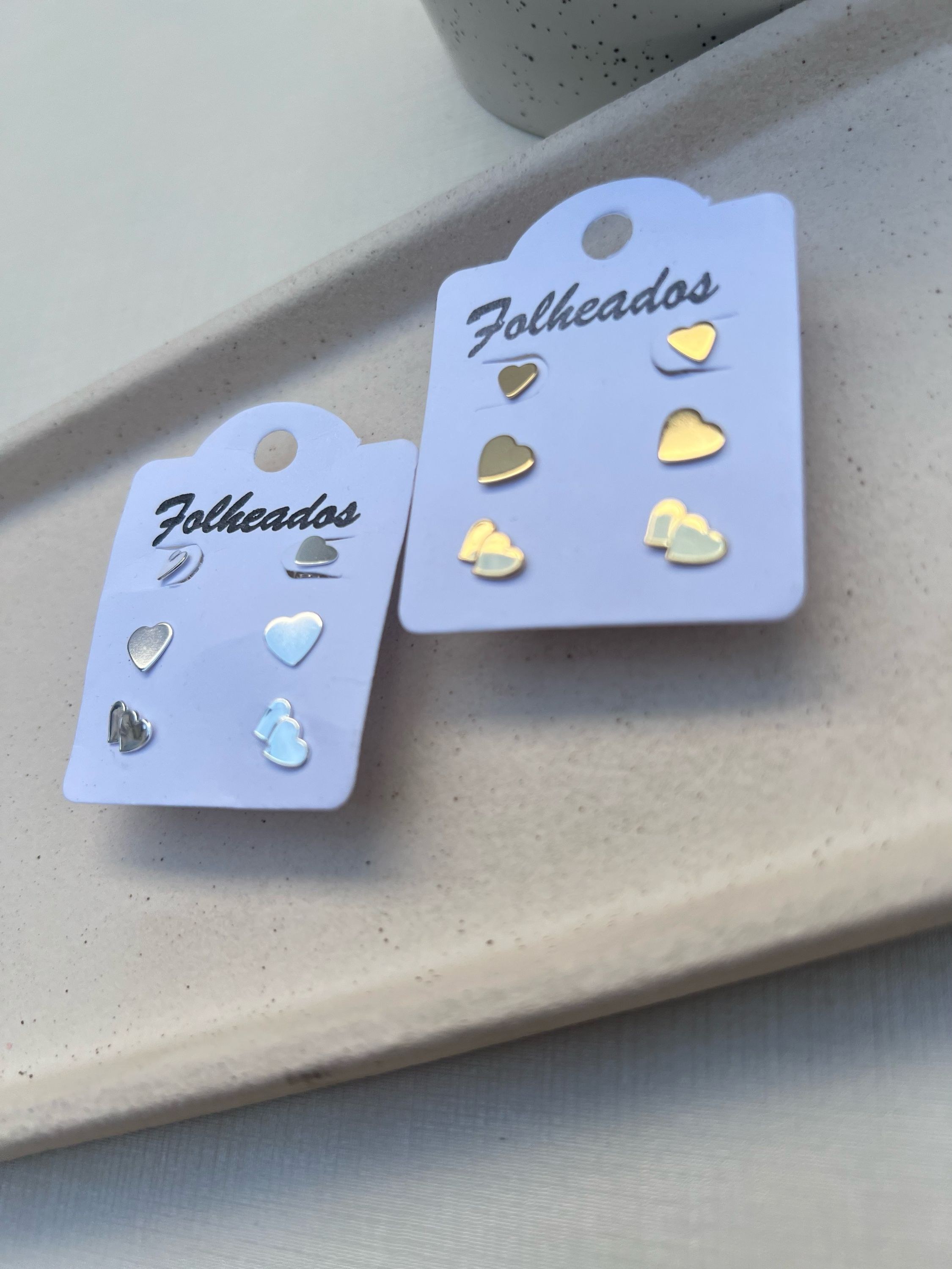 Trios de brincos folheados