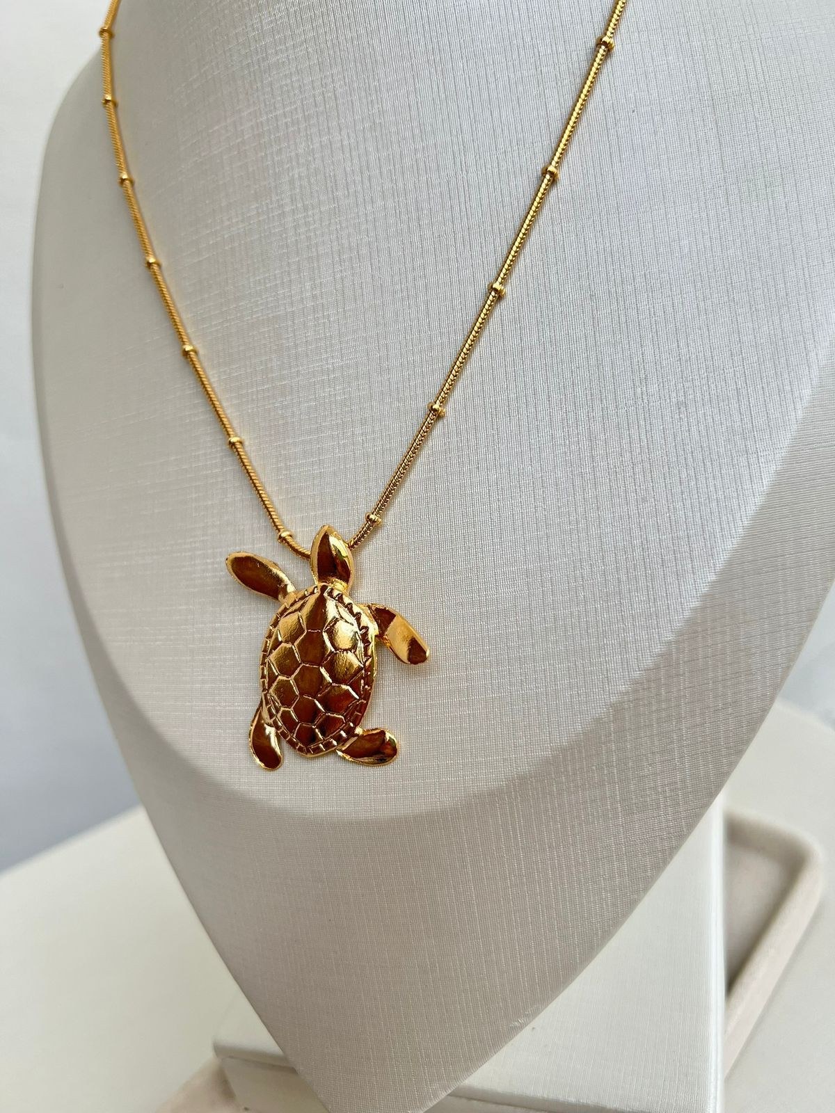 Colar dourado com pingente de tartaruga