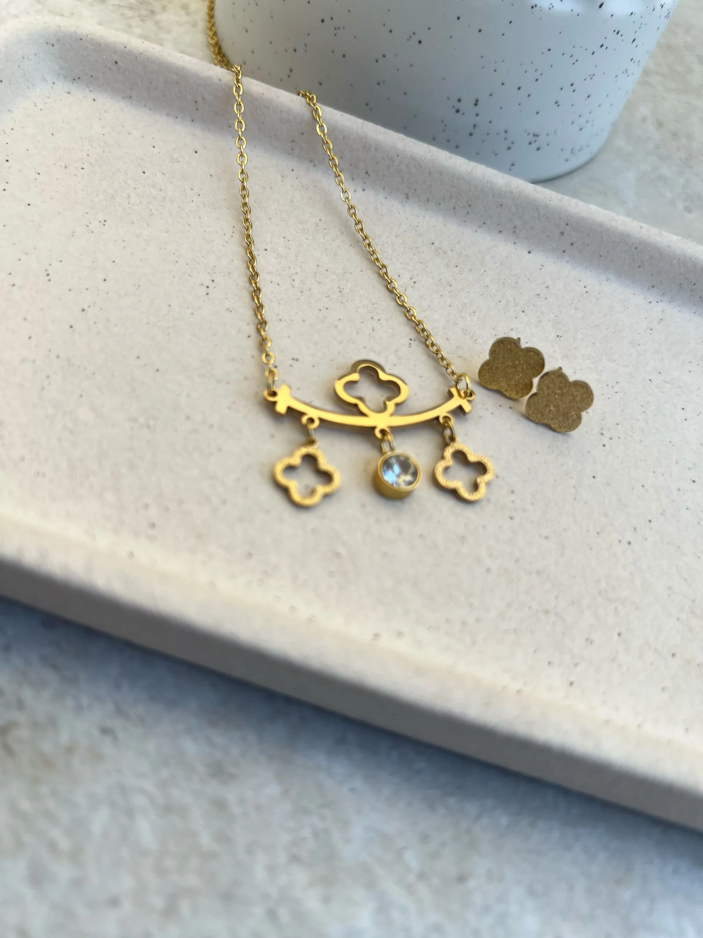 Conjunto trevo ✨AÇO INOXIDÁVEL