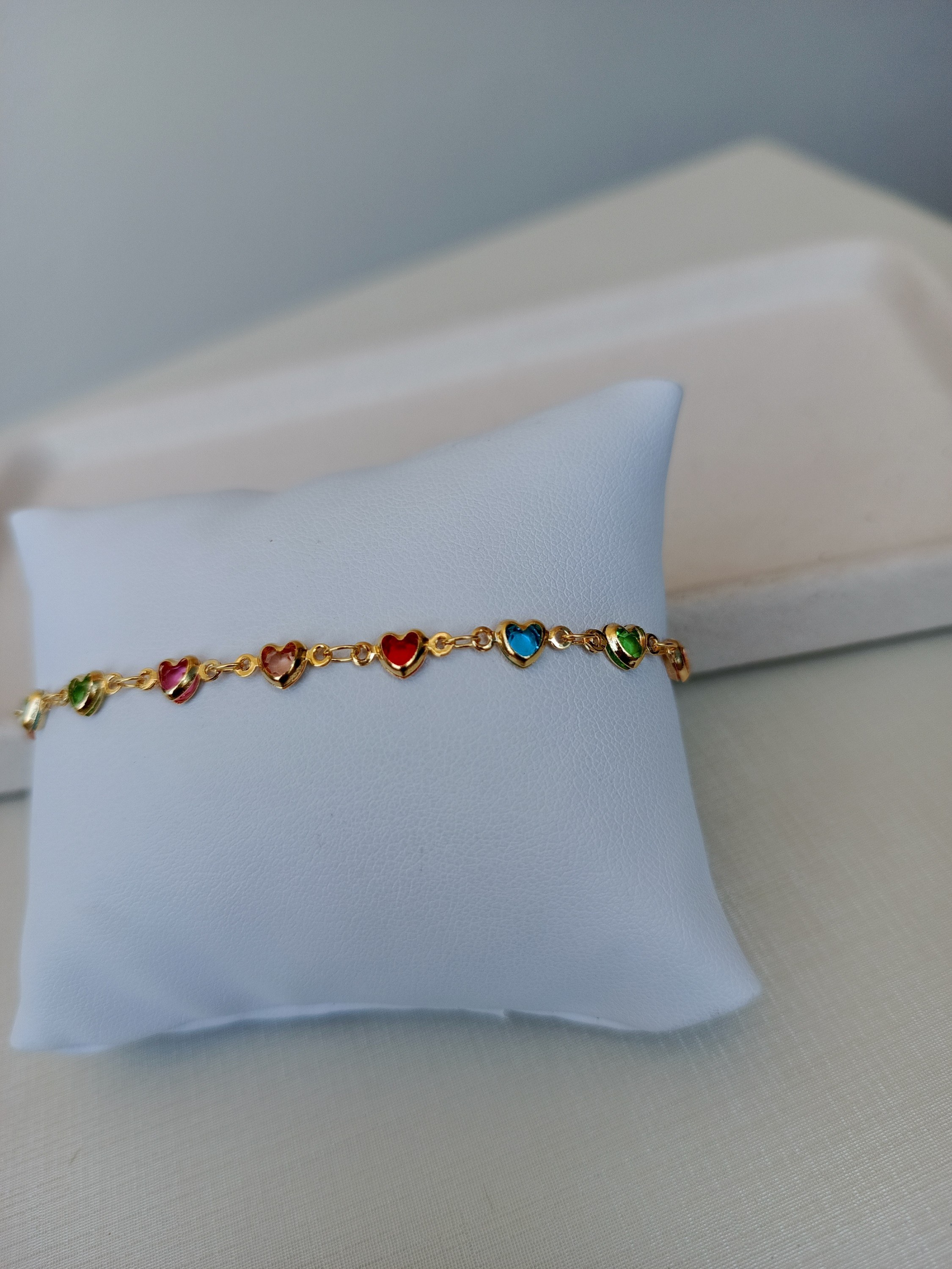 Pulseiras delicada de corações coloridos de zircônia