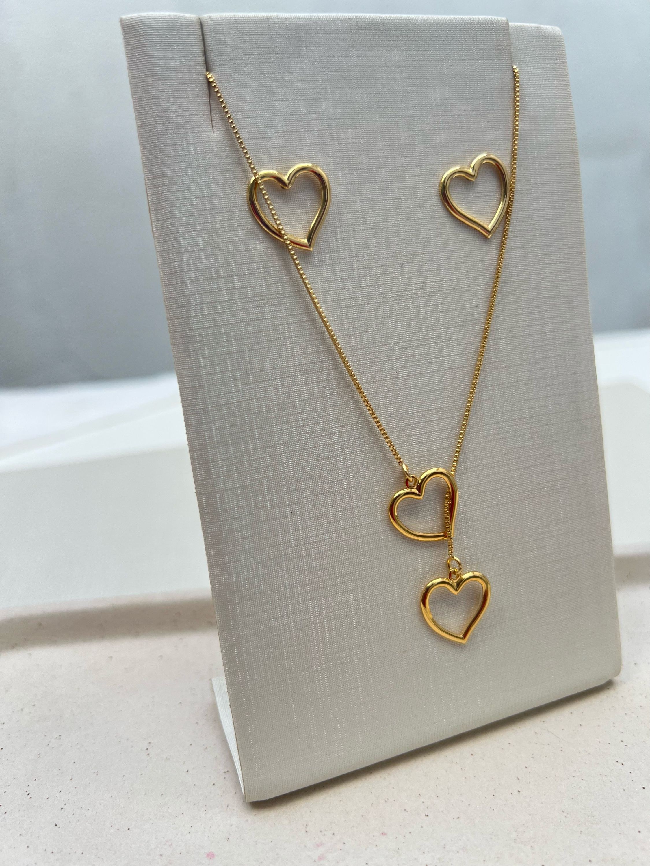 Conjunto colar e brinco coração