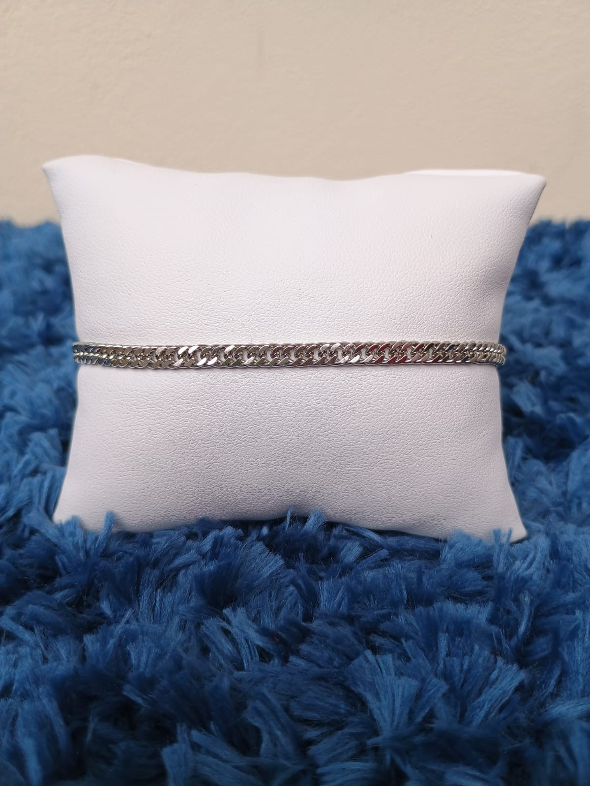 Pulseira masculina fina modelo groumet achatada