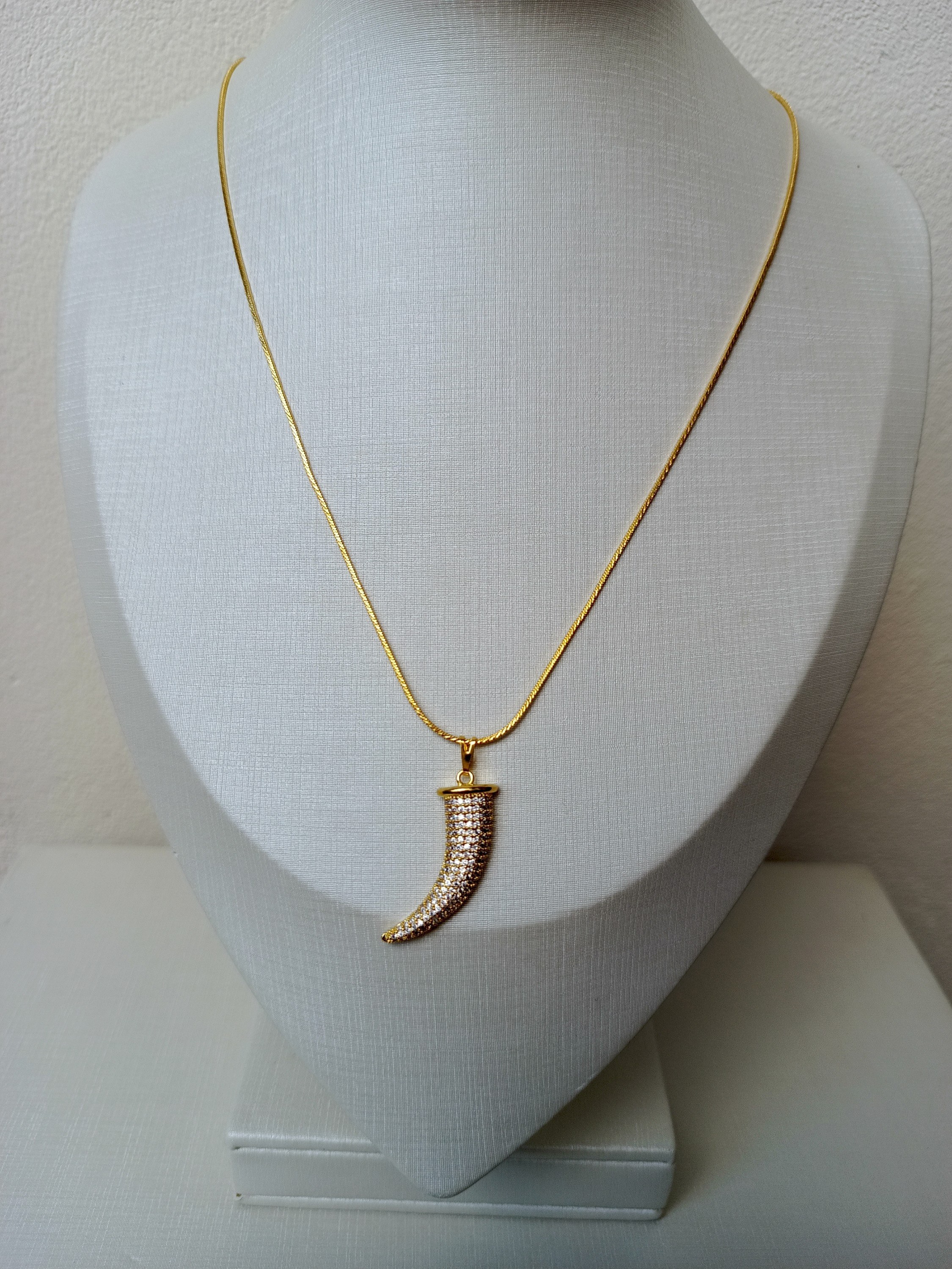 Colar com pingente de dente de sabre