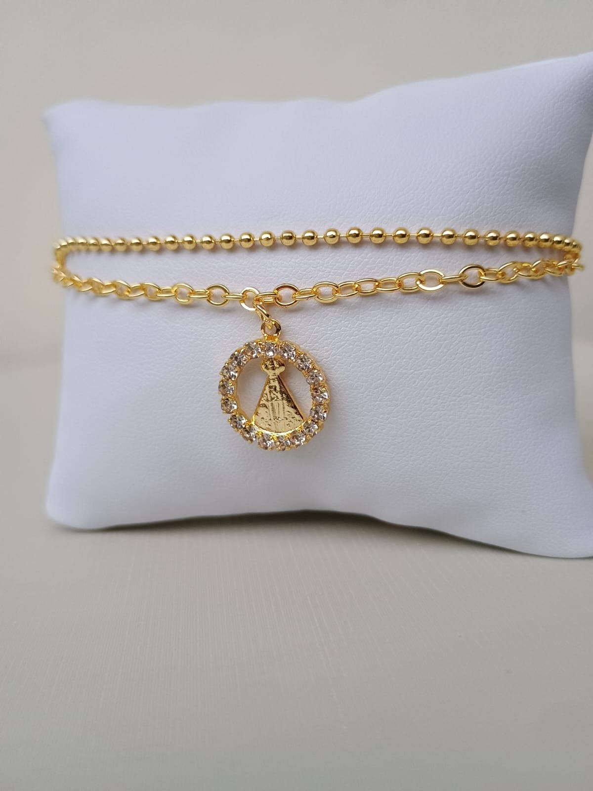 Pulseira dupla com nossa senhora aparecida