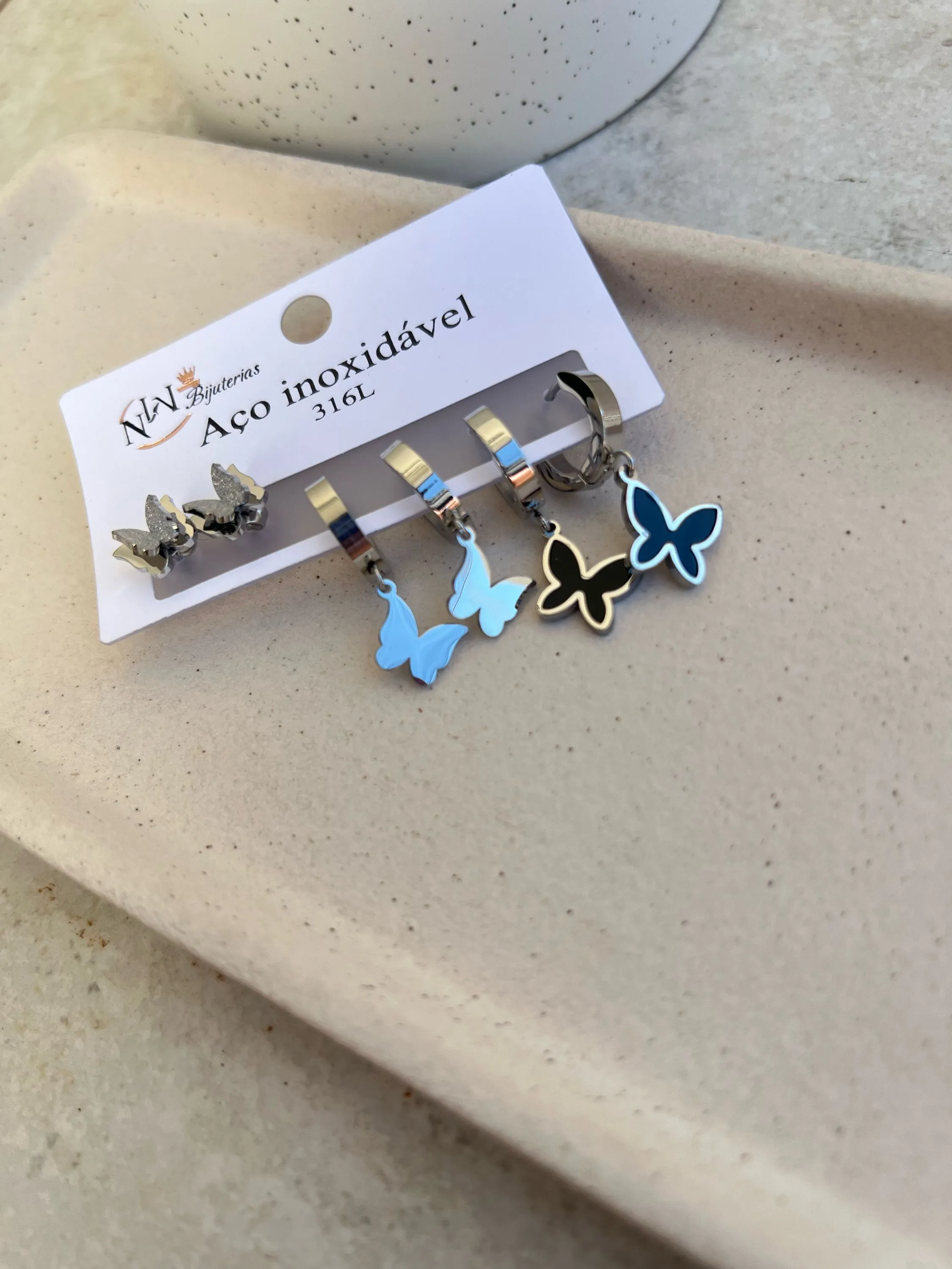 Trio de brincos ✨AÇO INOXIDÁVEL