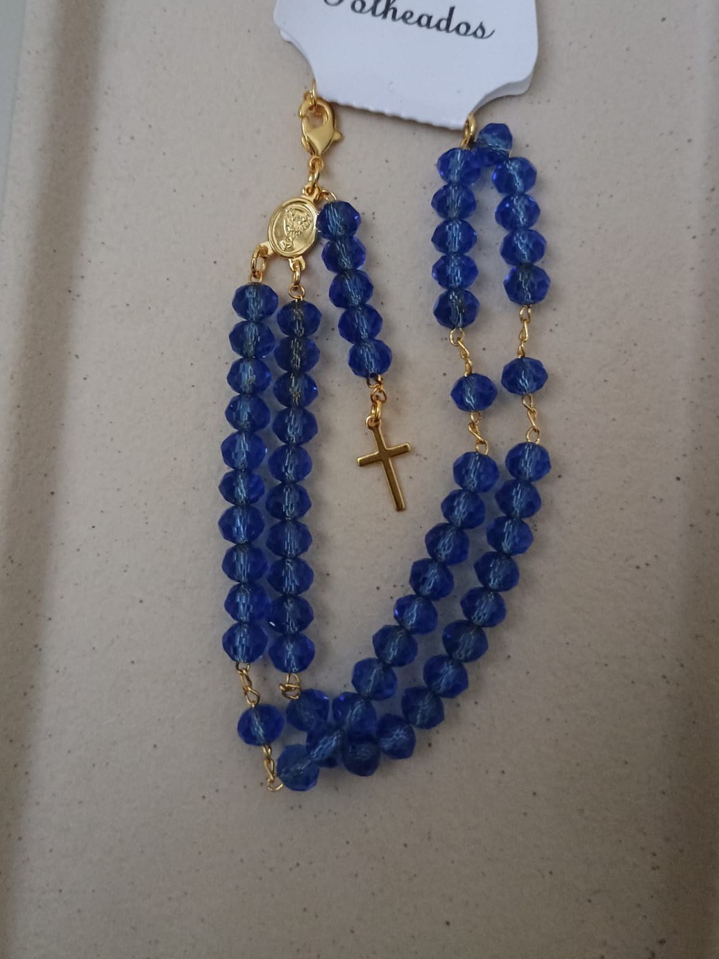 Pulseira de terço com cristais
