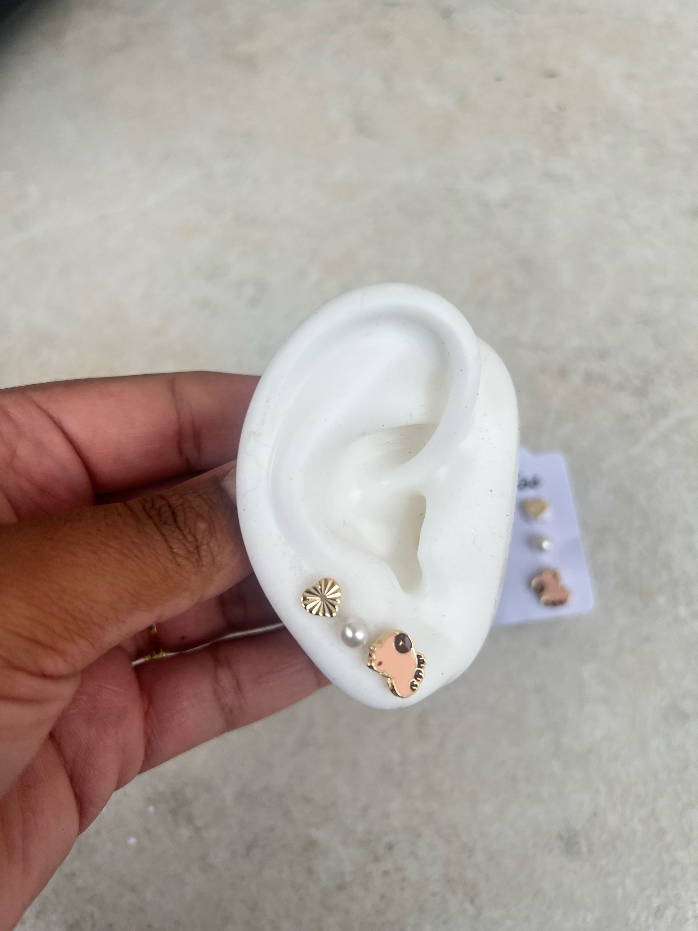 Trio de brincos folheado