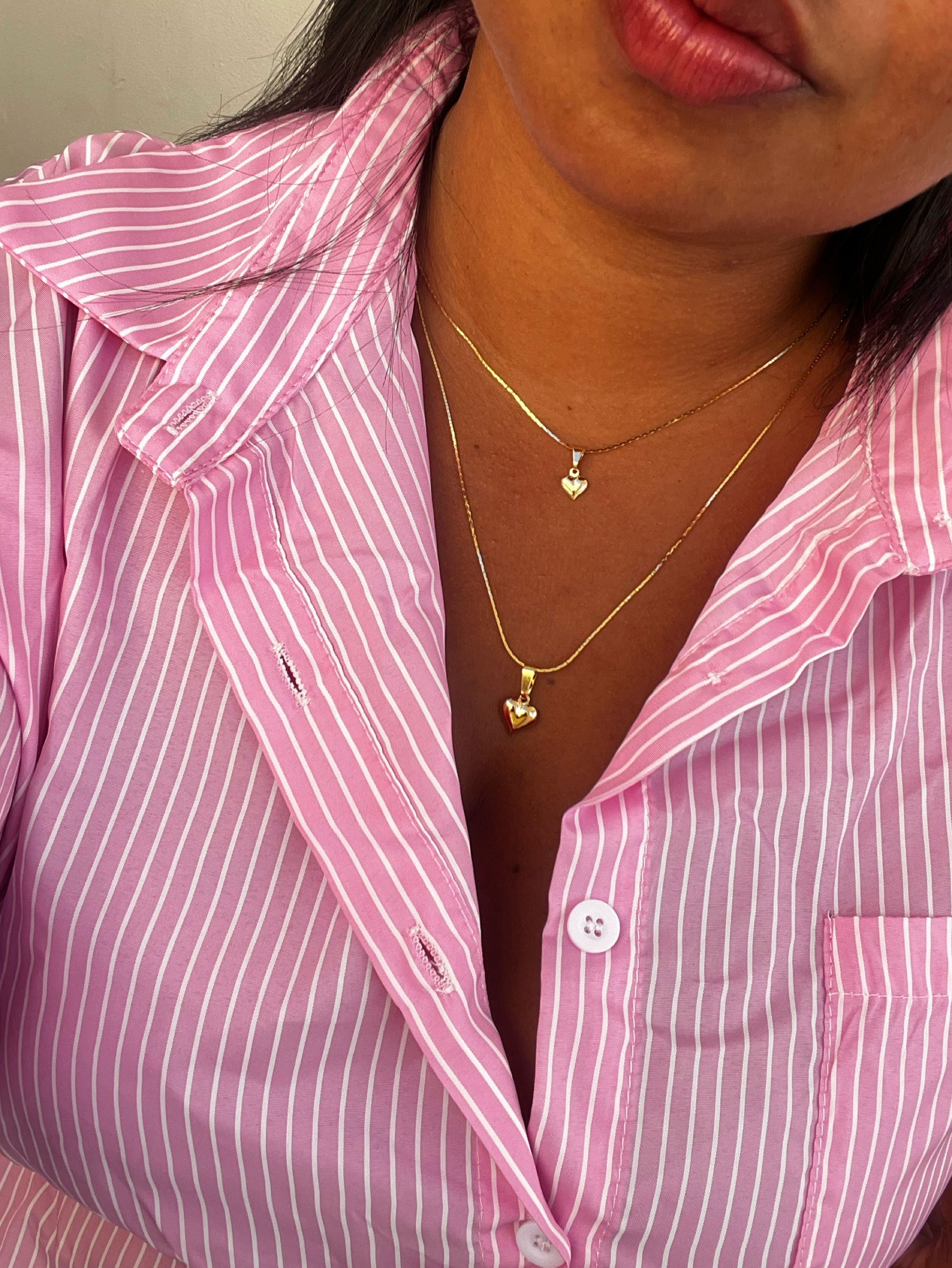 Colar duplo pingente coração