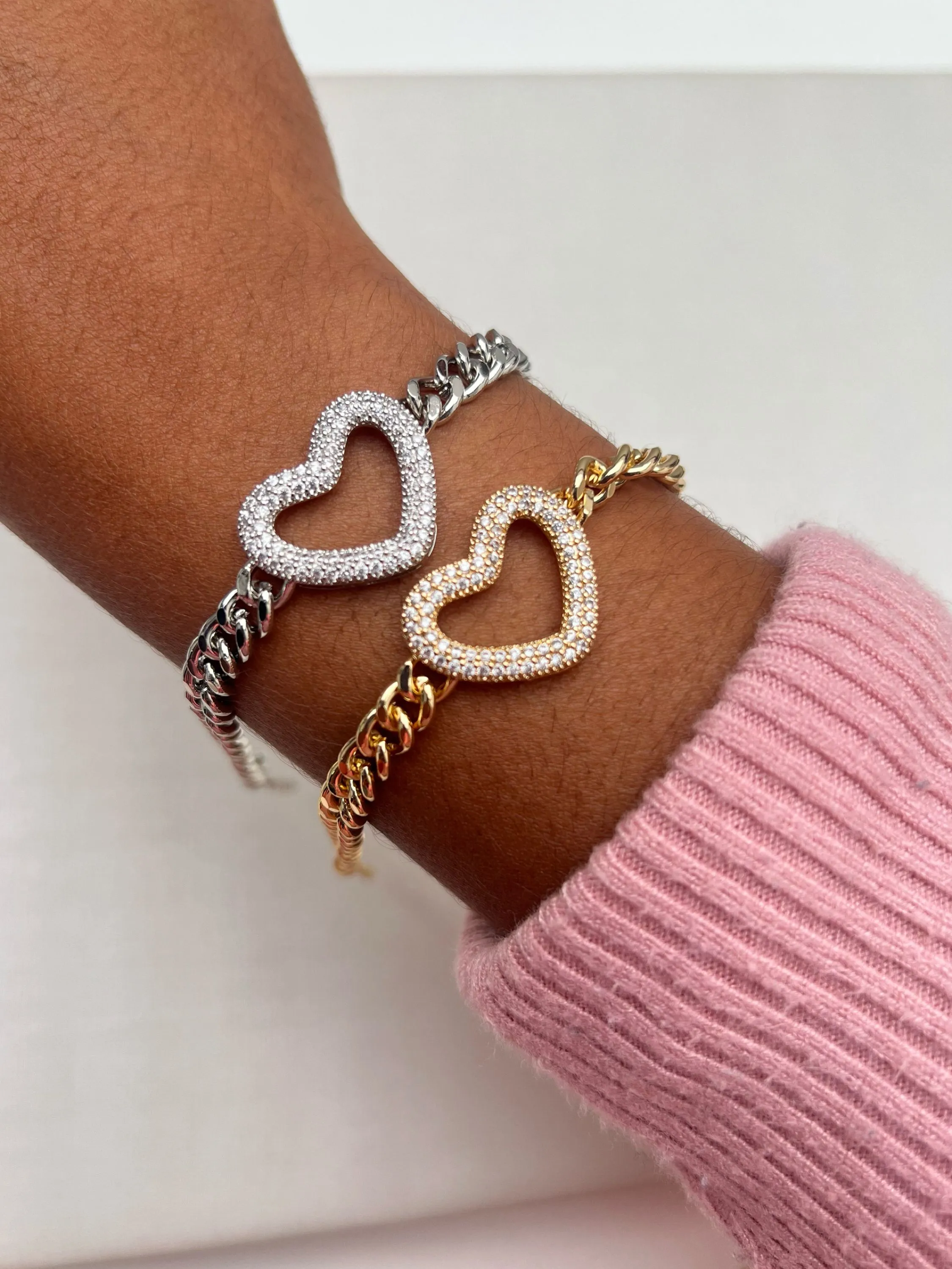 Pulseira correntaria coração