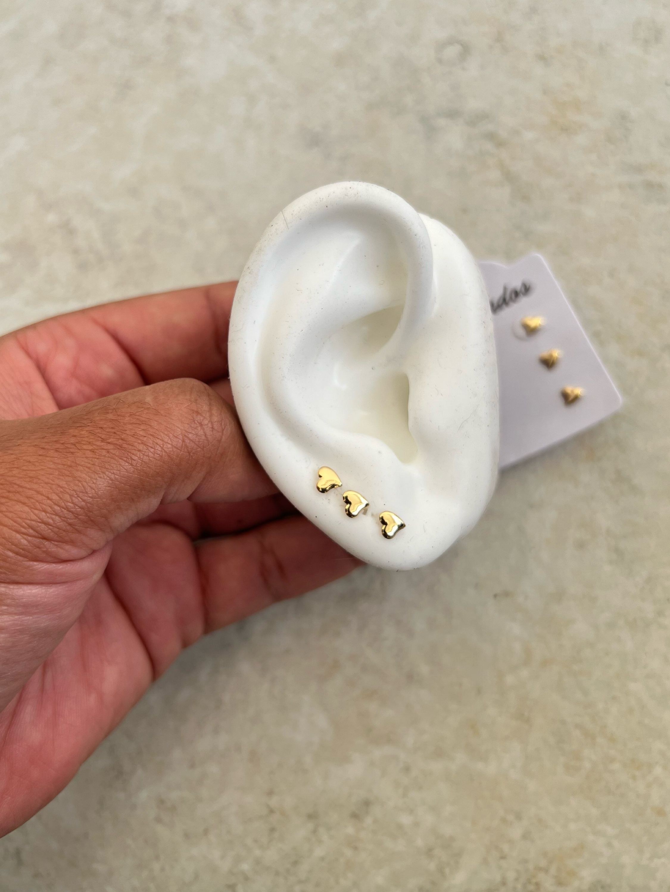 Trio de brincos coração