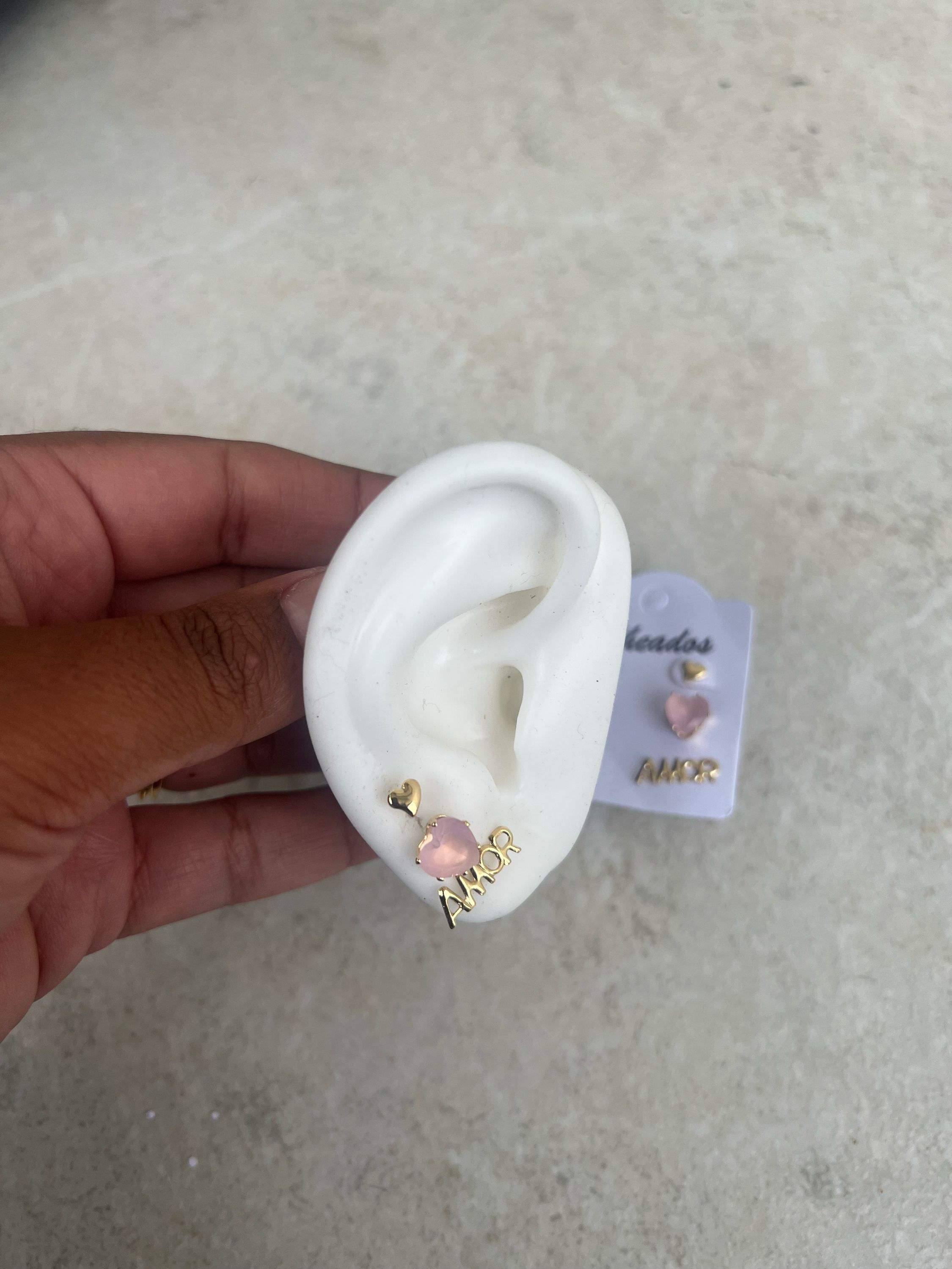 Trio de brincos folheados