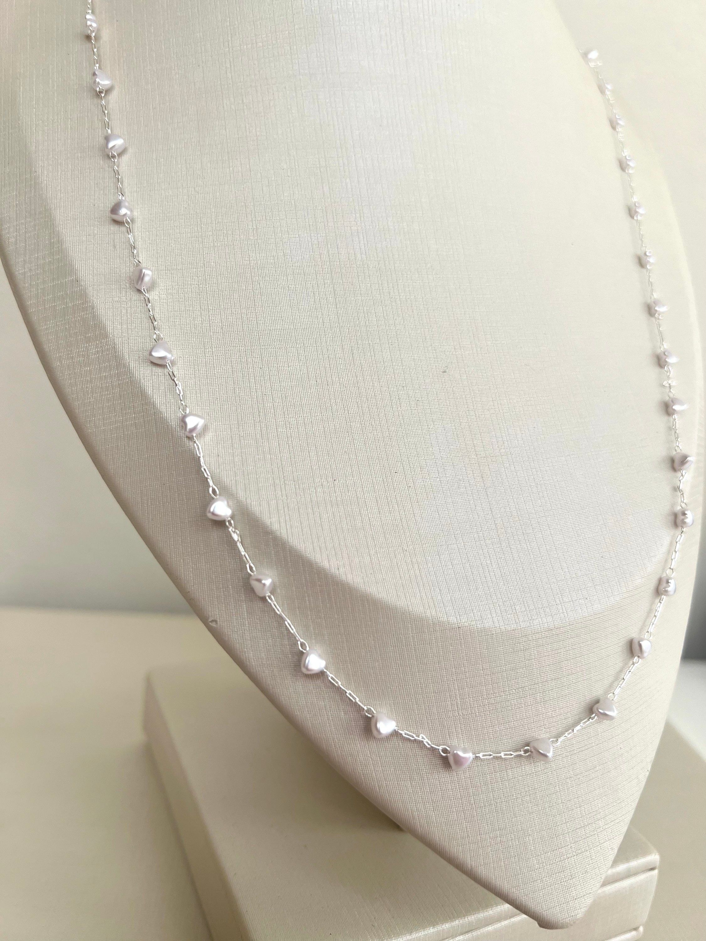 Colar longo corrente de pérolas