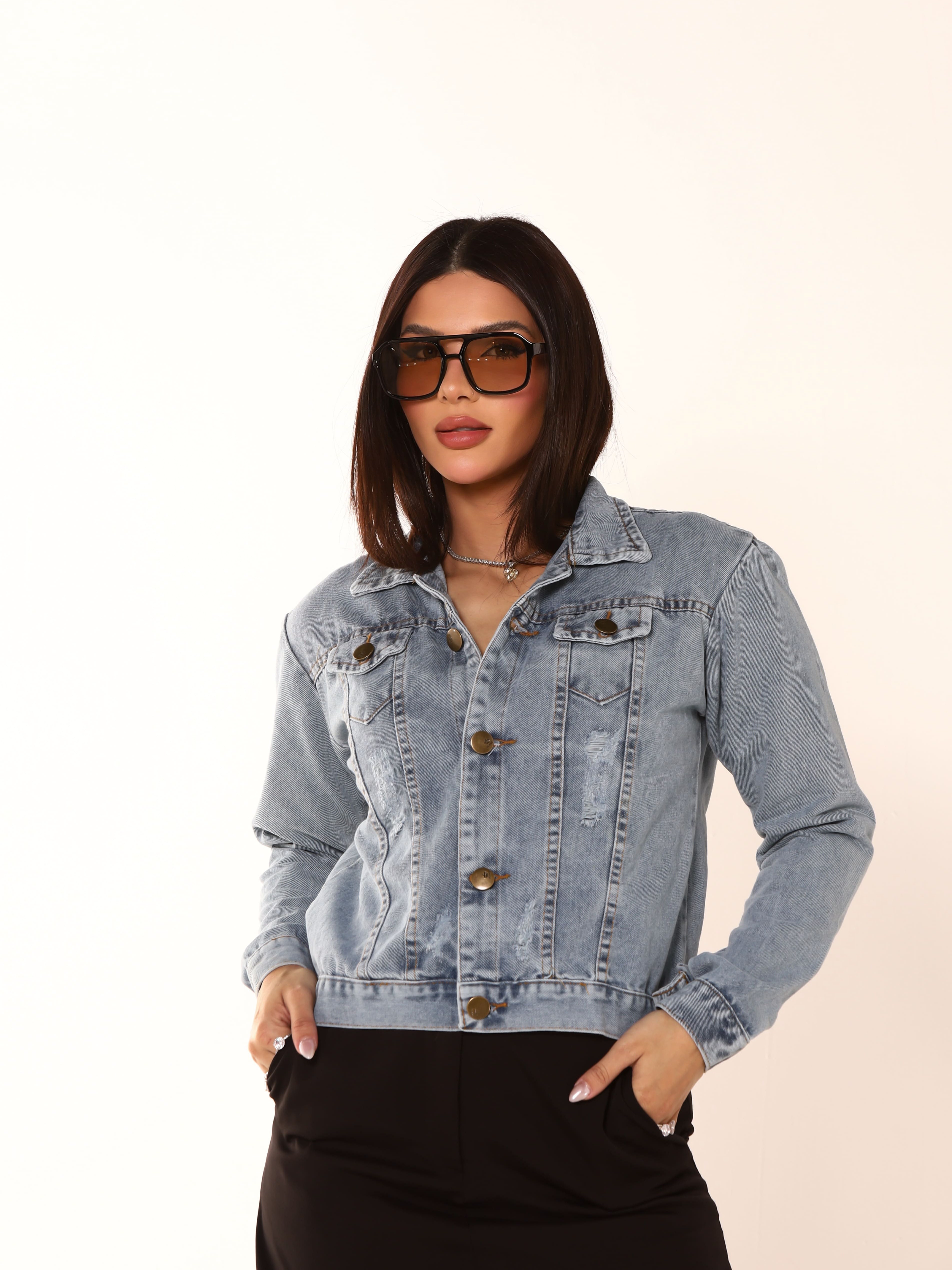 JAQUETA JEANS NORMAL COM BOTAO MENTAL MARMORIZADO