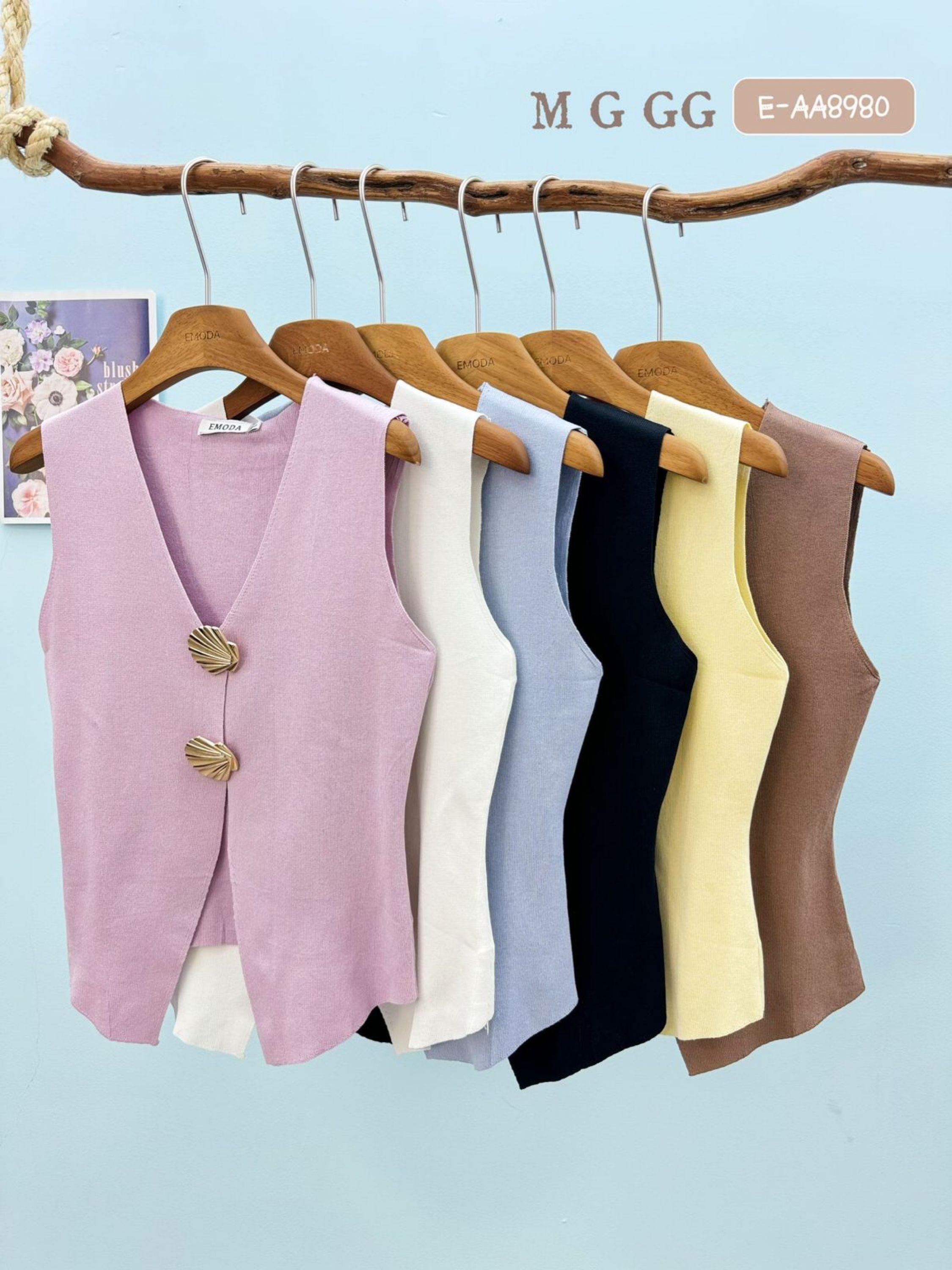 E-AA8980. Colete - M G GG- Modal tricô