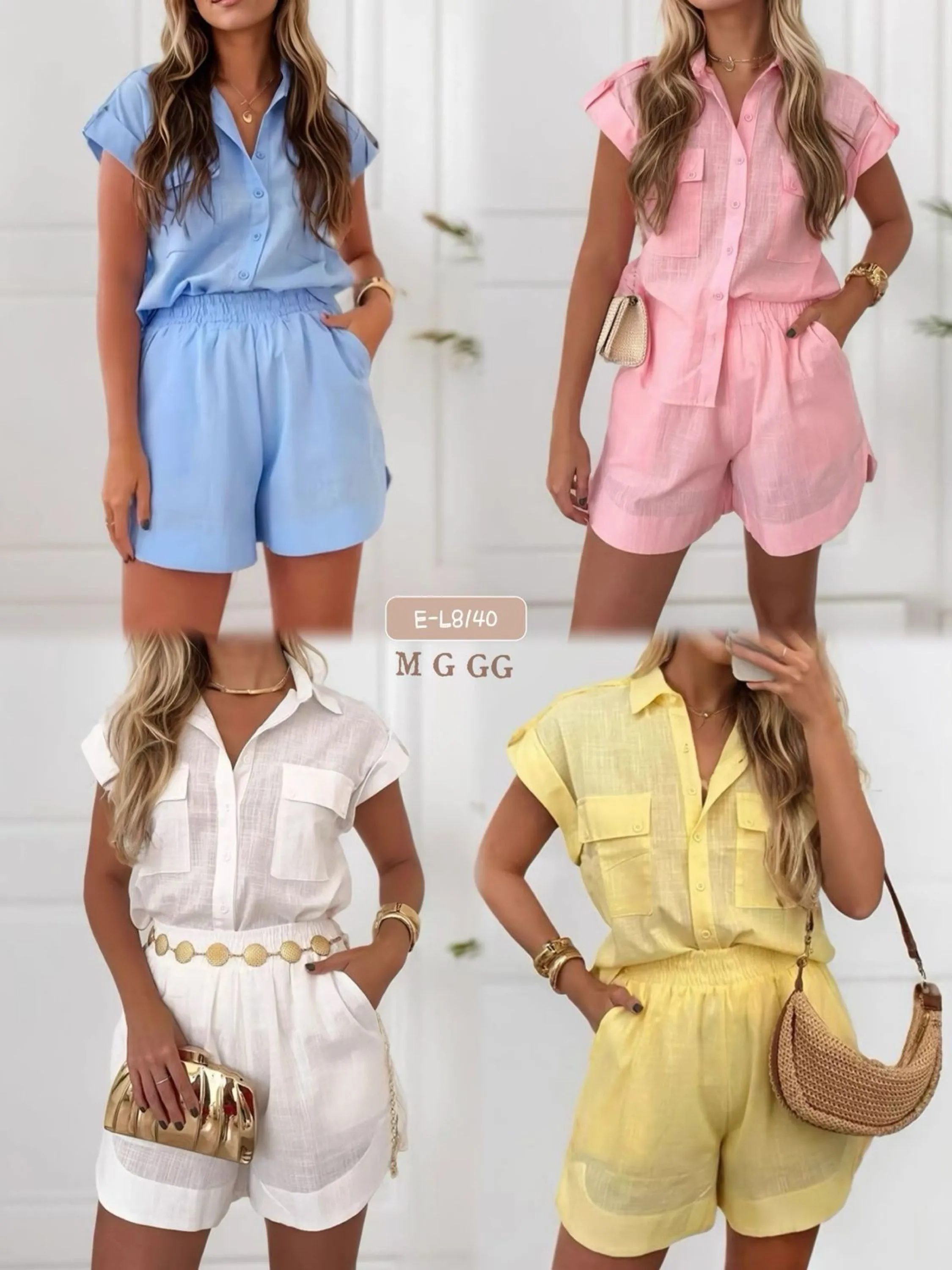 E-L8140. Conjunto - M G GG - linho