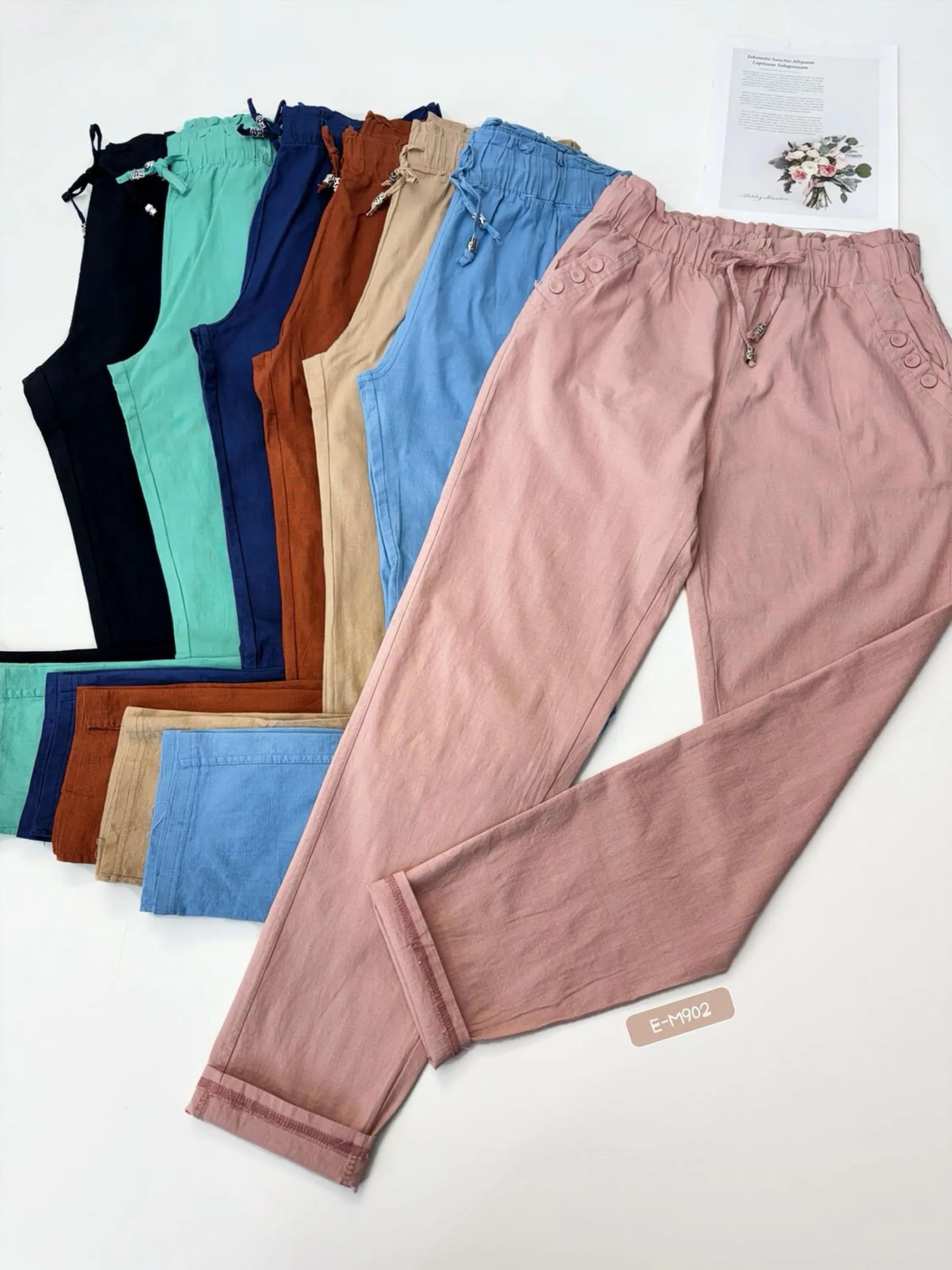 E-M902. Calça - M G GG - linho elastano