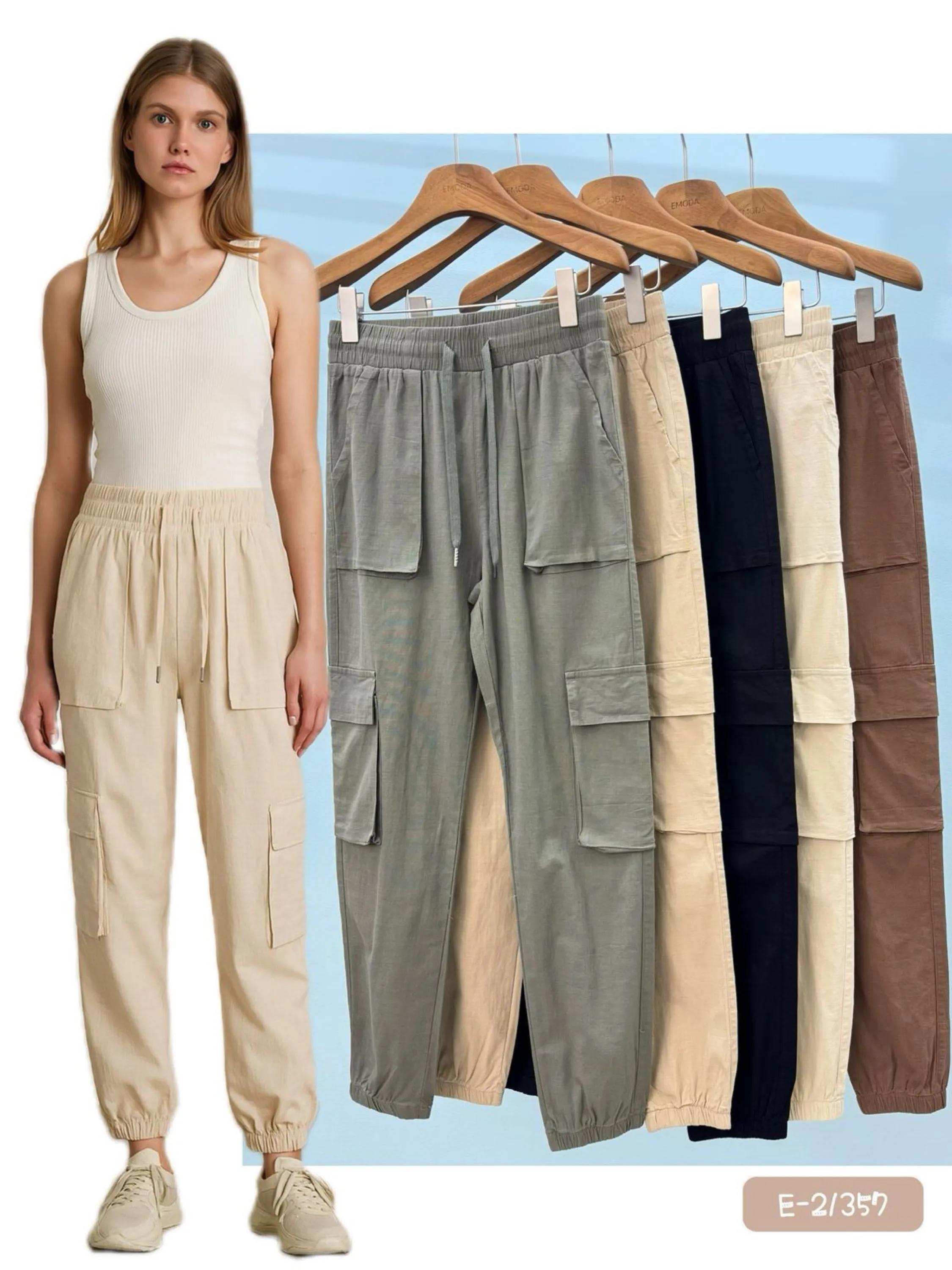 E-21357. Calça cargo - P M G GG - linho