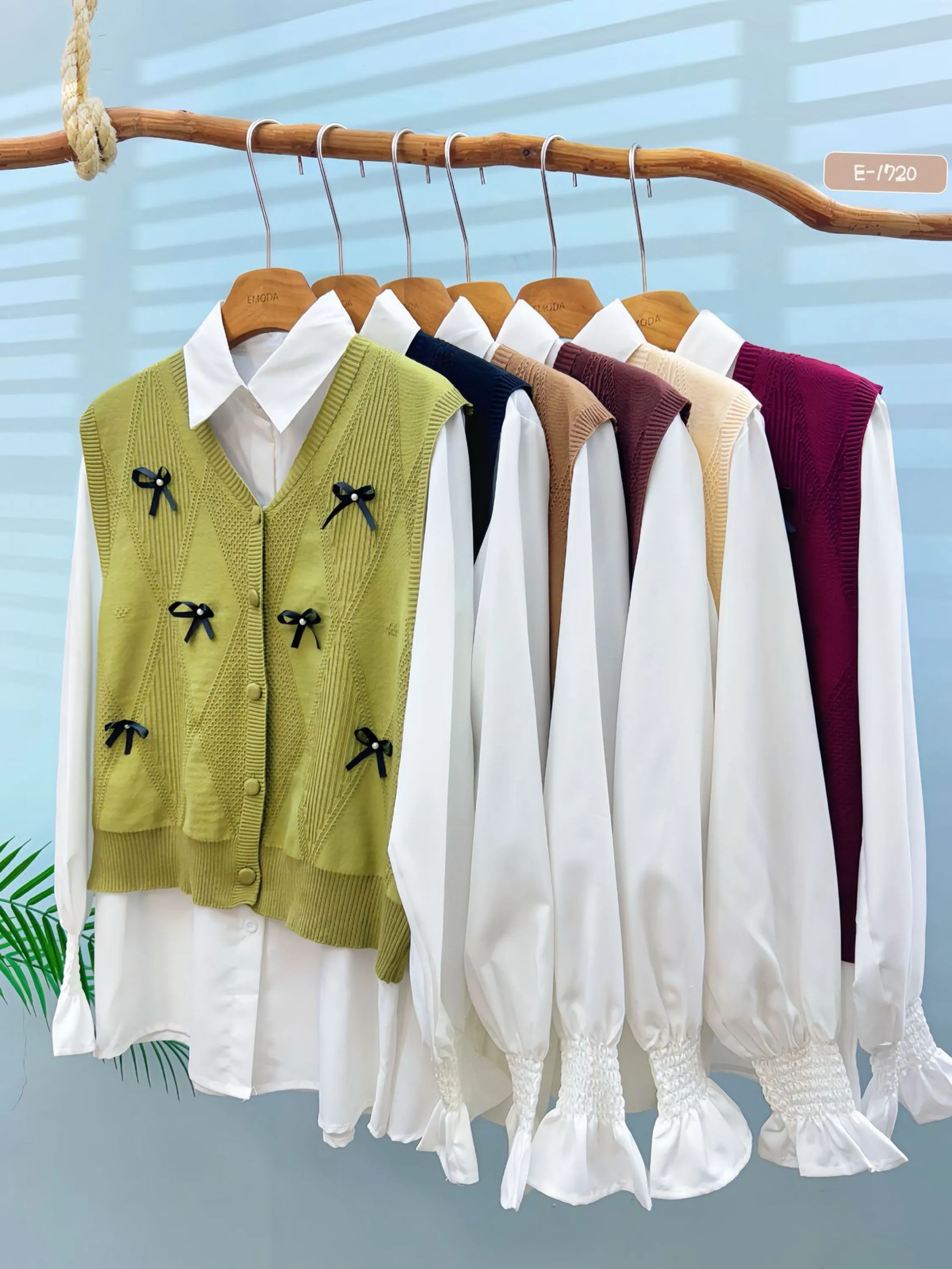 1720 colete de lãzinha camisa de crepe