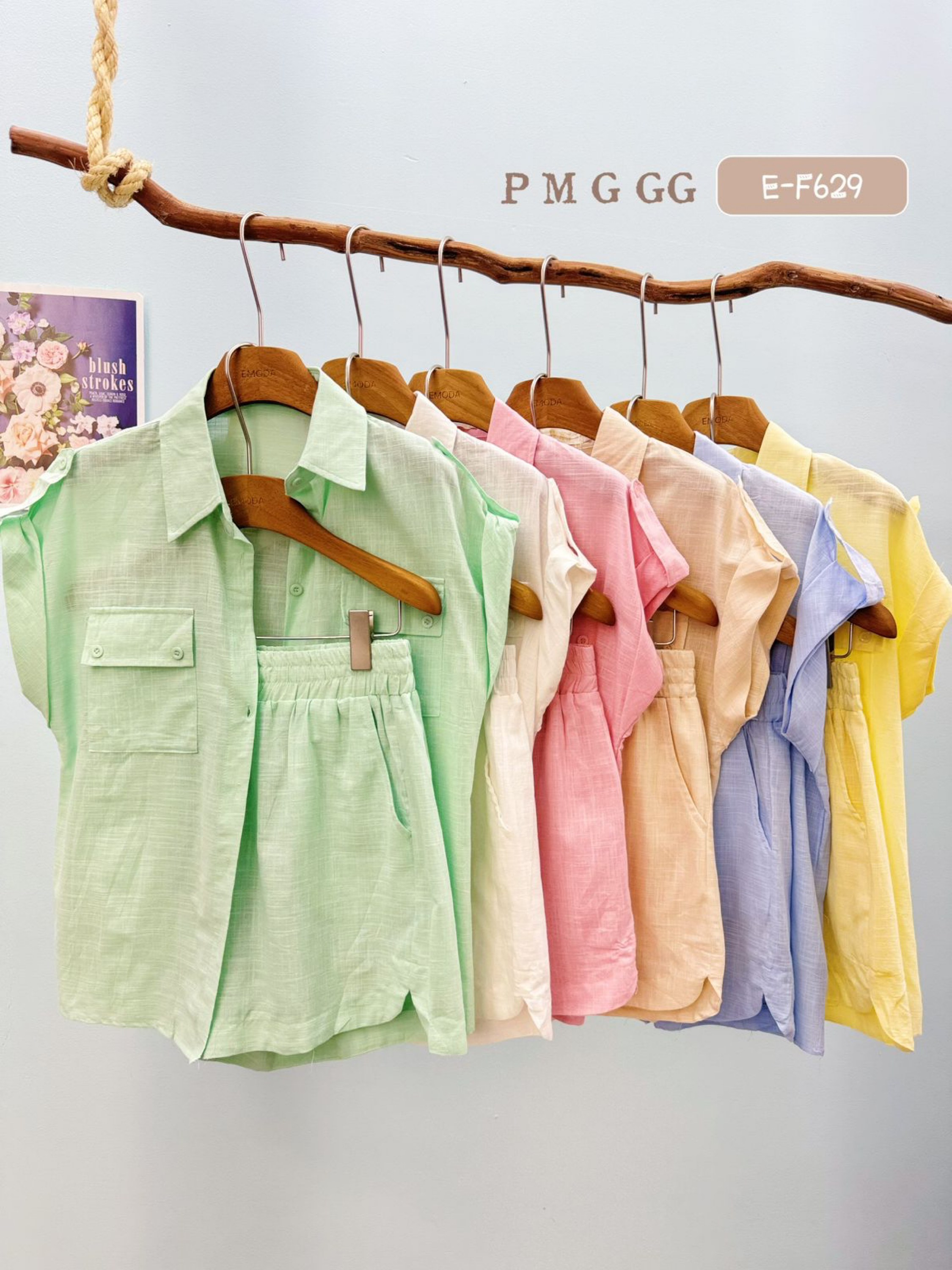 E-F629.  Conjunto - P M G GG - linho. (Short com forro