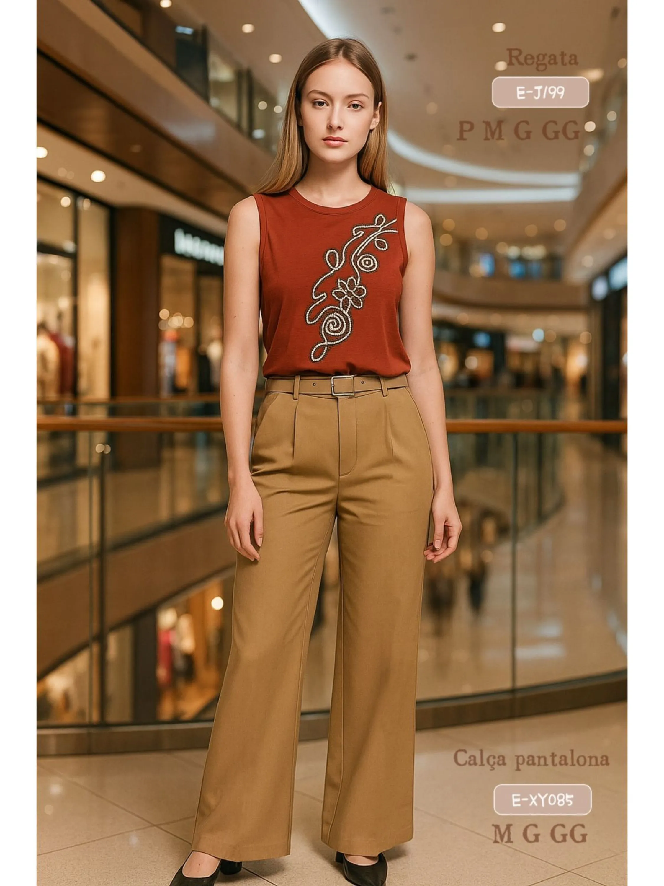 E-J199. Regata - P M G GG - algodão bordado