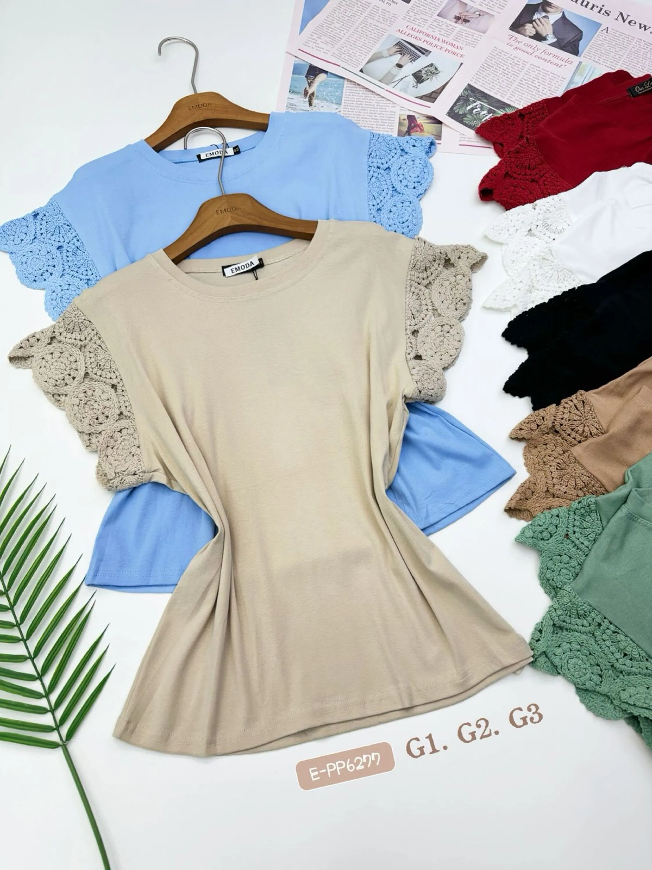 E-PP6277 T-shirt - G1. G2. G3 -algodao bordado