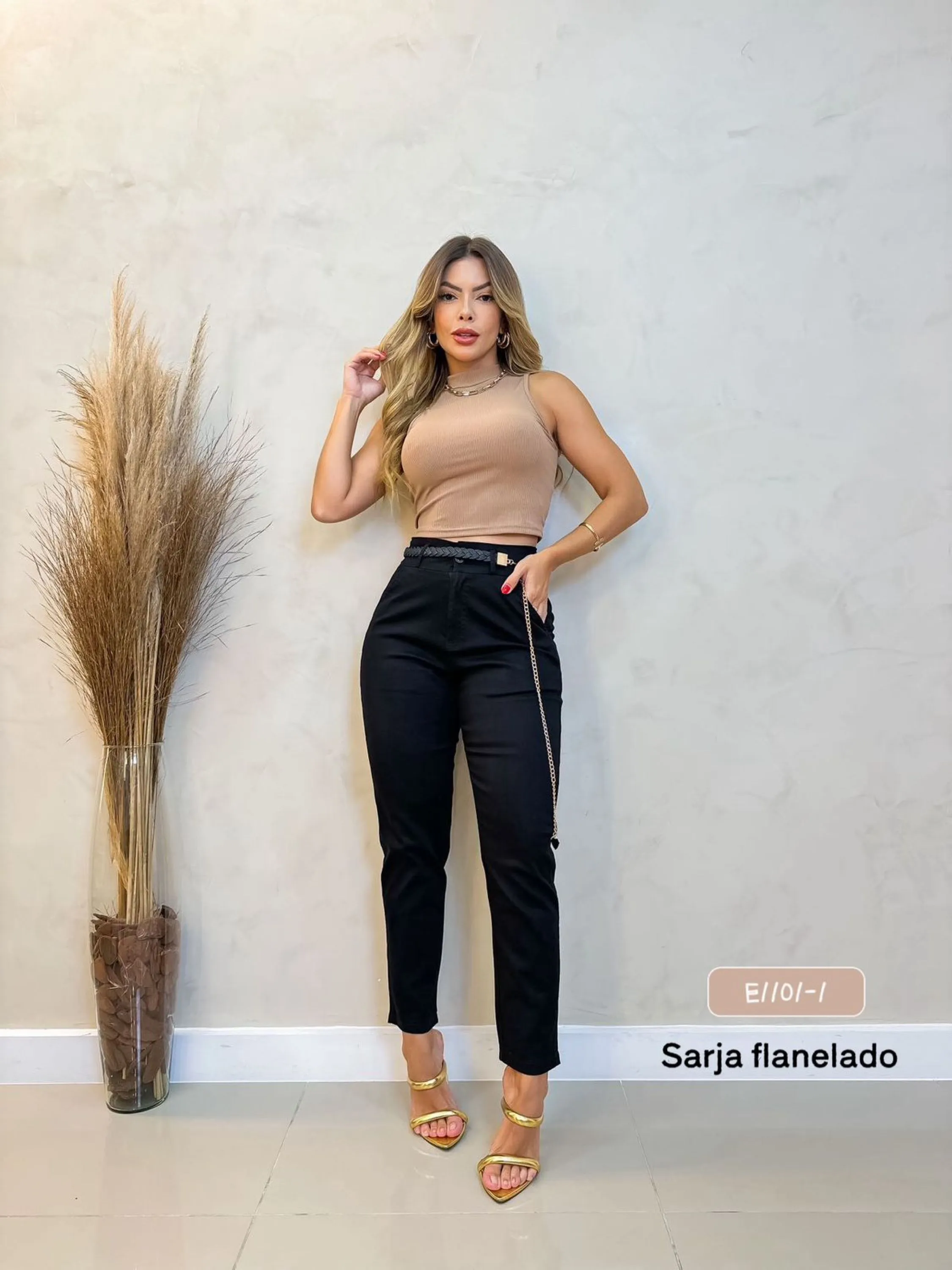 1101 calça de sarja com flanelado