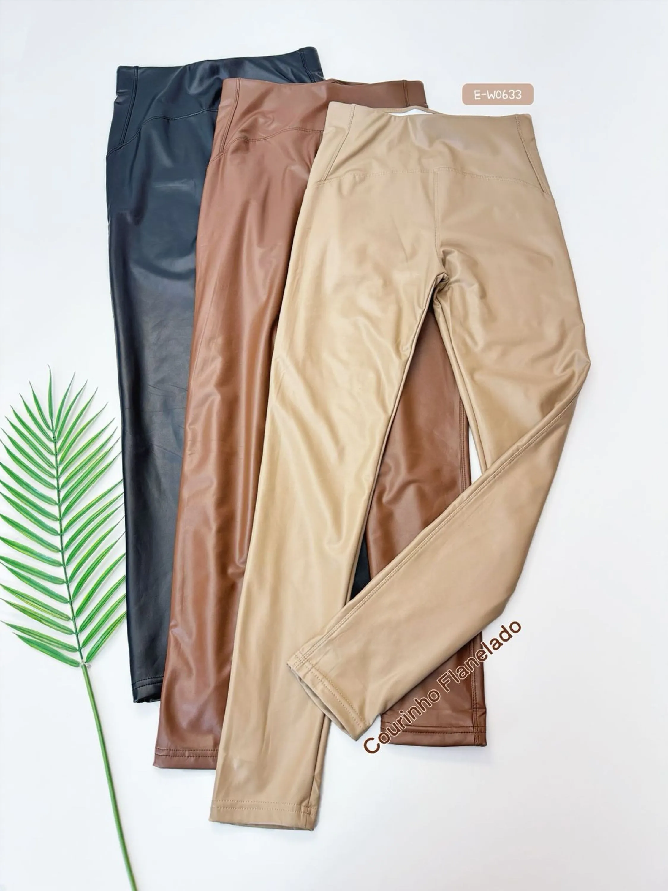 633 calça legging de couro