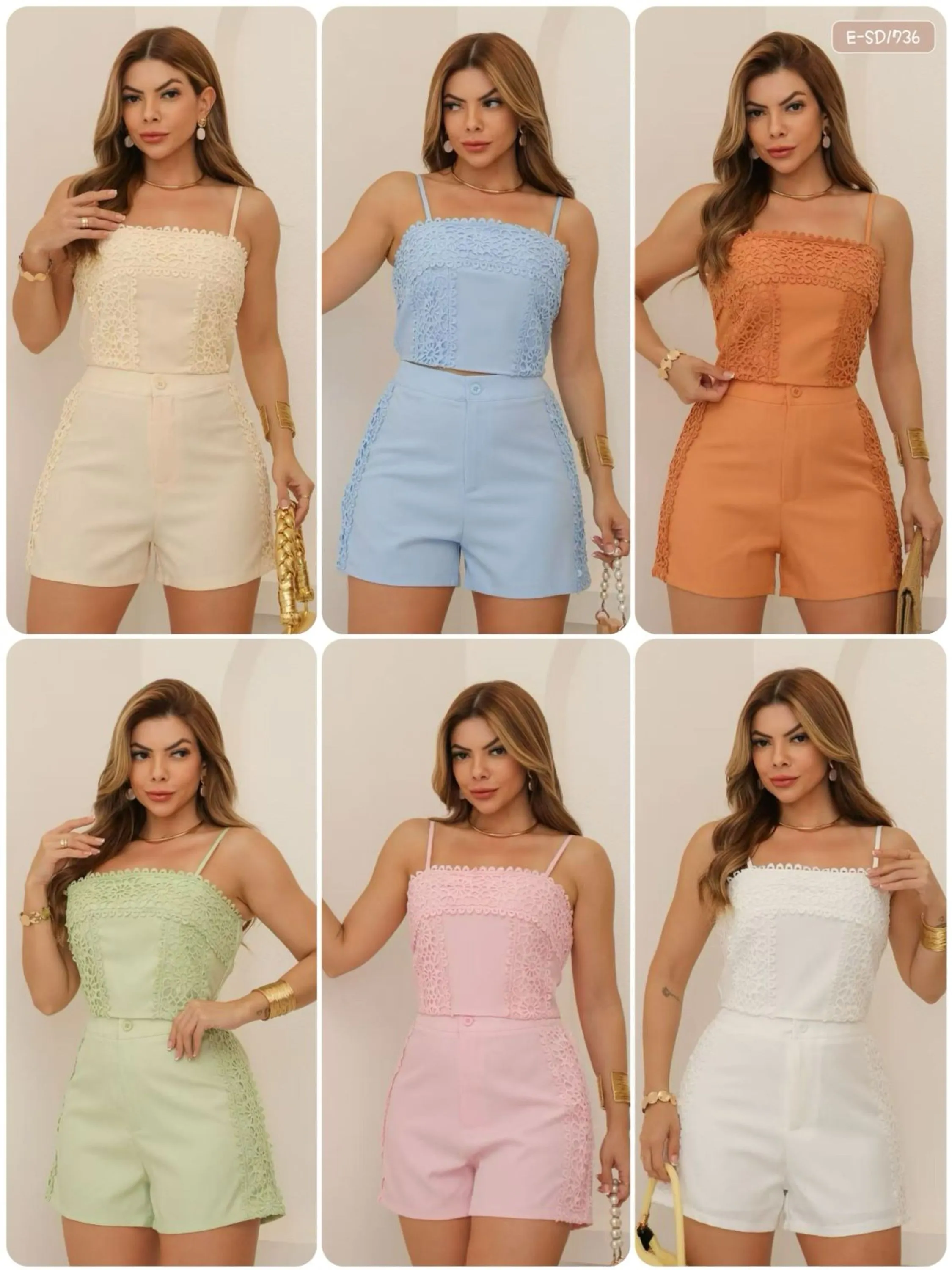 E-SD1736. Conjunto - M G GG - alfaiataria bordado